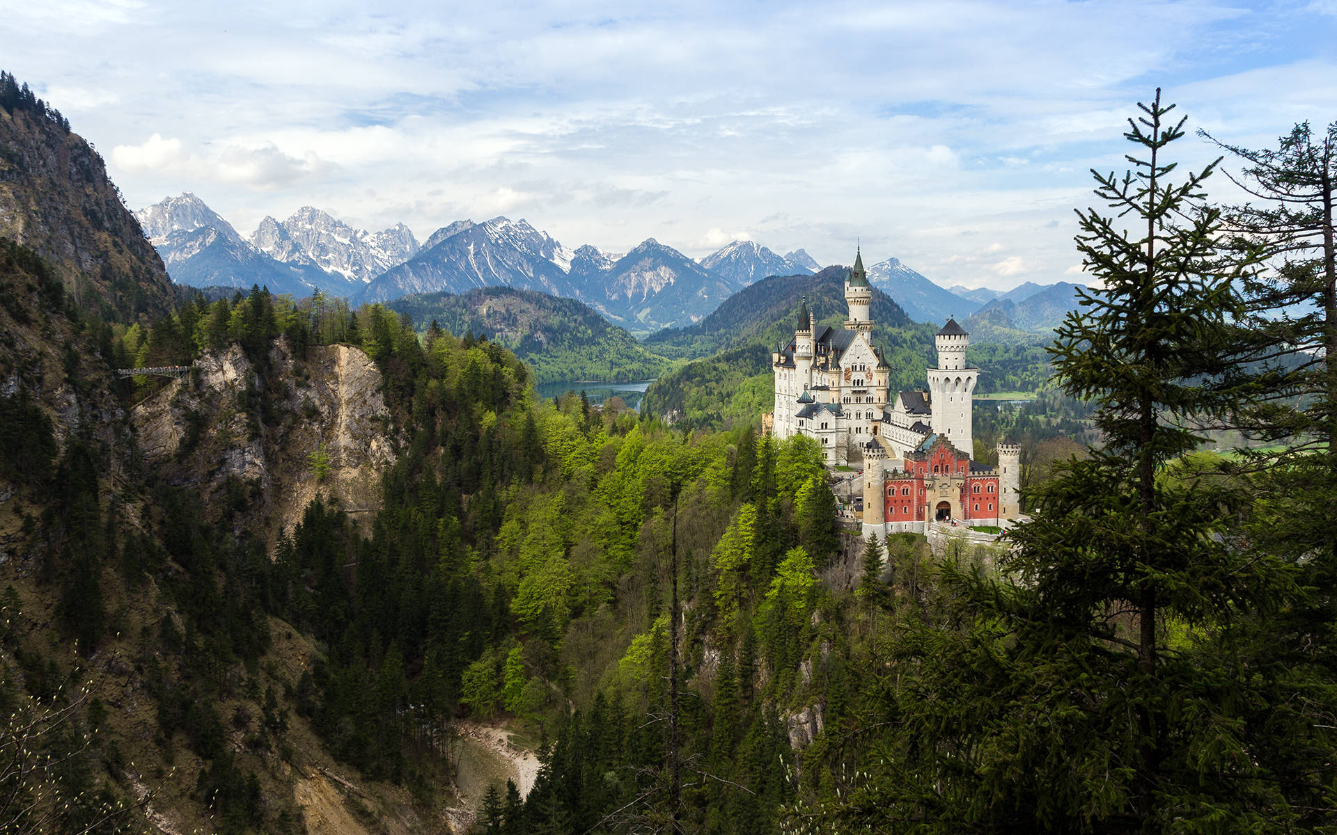 Download Neuschwanstein Castle Surrounded By Forest Wallpaper