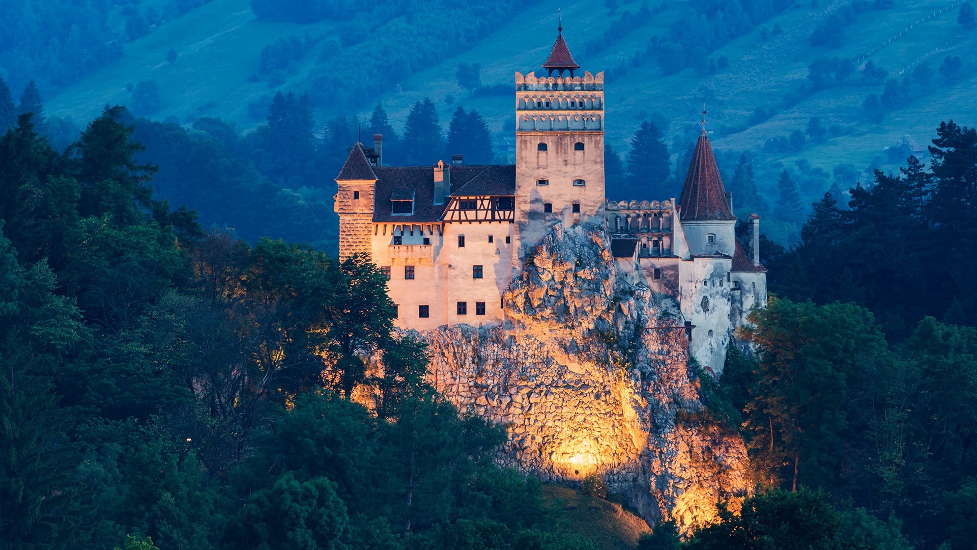 Dracula's Castle In The Forest By Night