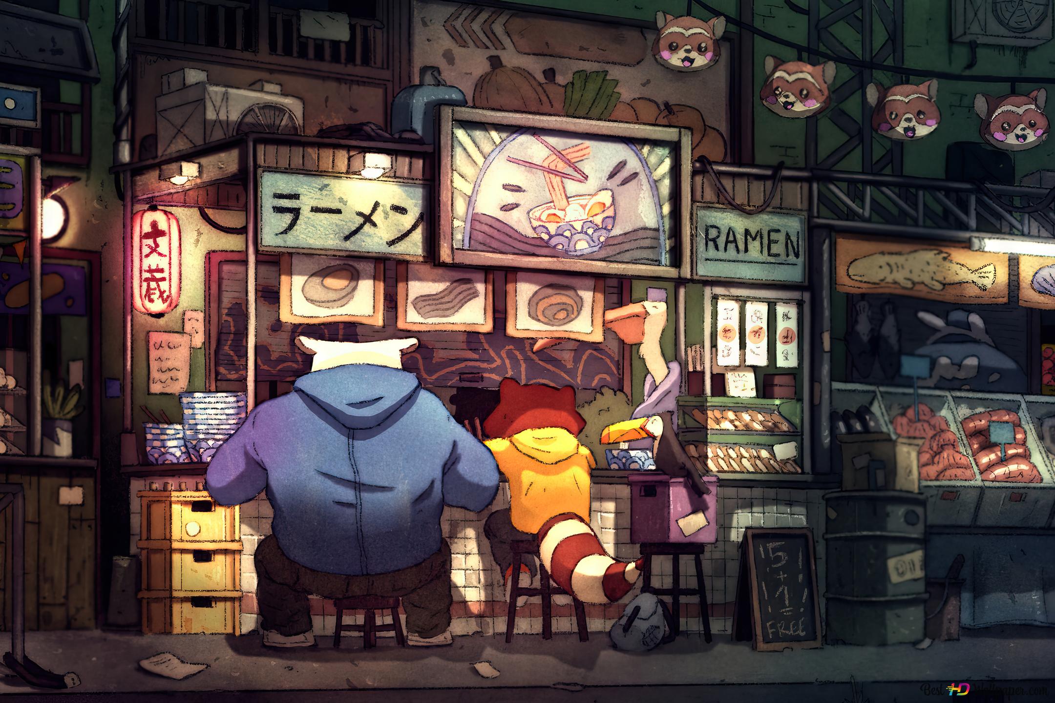 Ramen restraunt chill lofi 4K wallpaper download