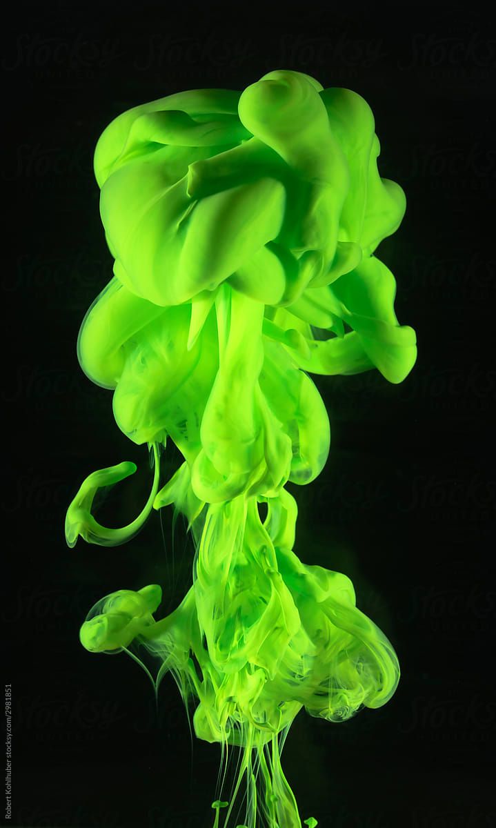 Abstract Neon Green Colored Clouds In Water