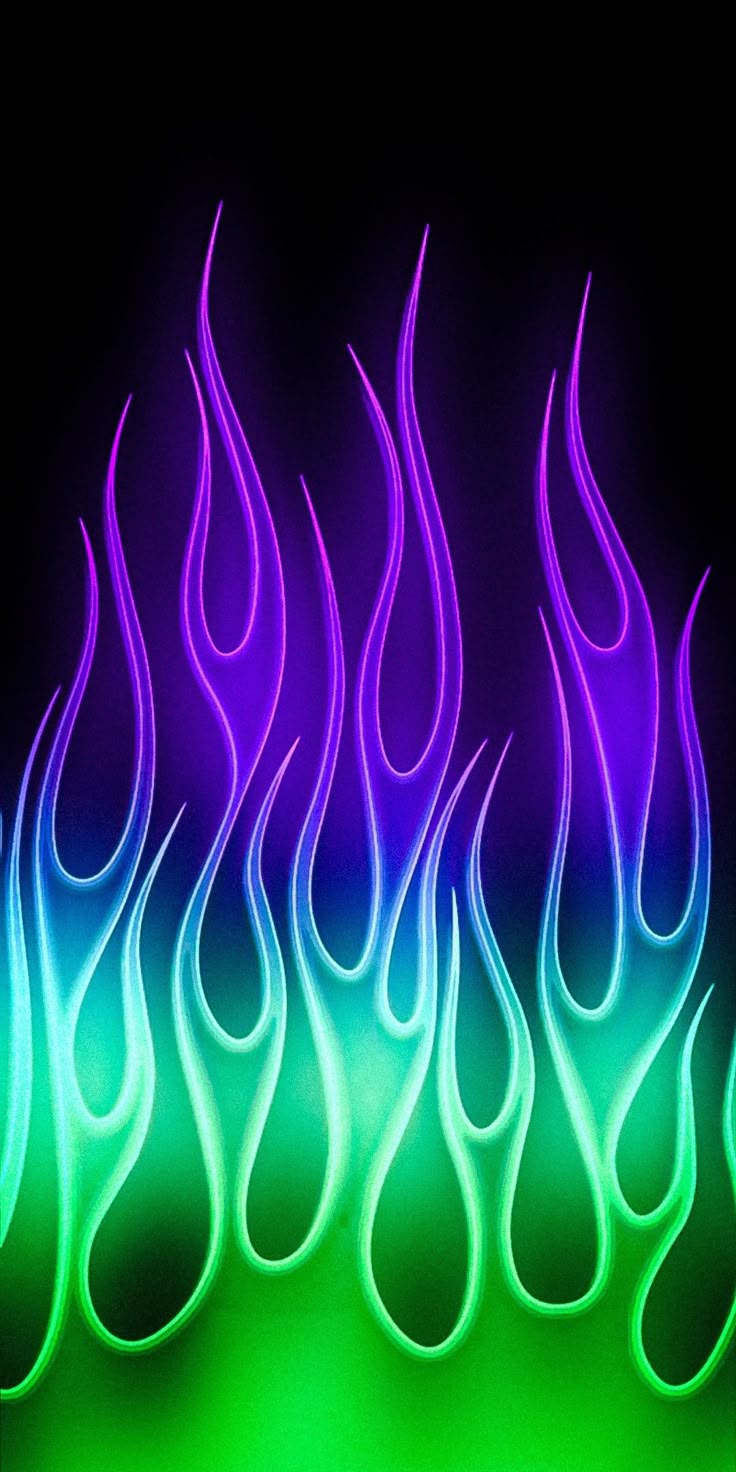 Green & Purple Neon Fire Wallpaper