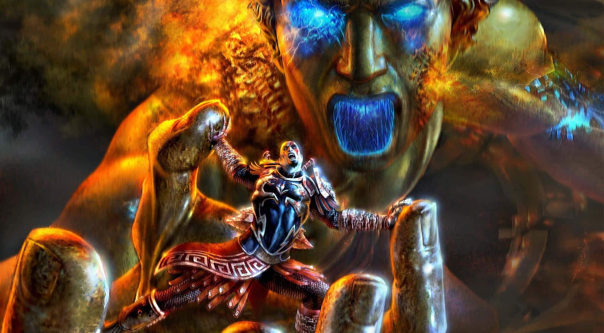 Download Kratos wields the Blades of Exile in God of War 3 Wallpaper