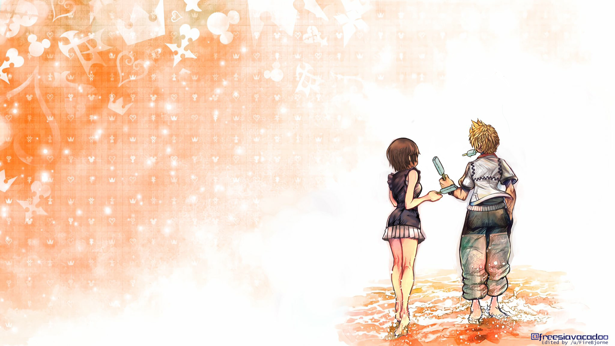 I Saw A Couple People Wishing That The Roxas Xion Wallpaper Had Sea Salt Ice Cream Instead Of Paopu Fruit And I Had Some Spare Time