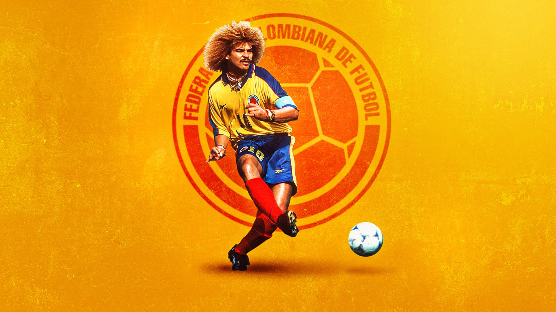 Download Carlos Valderrama Kicking Ball Wallpaper