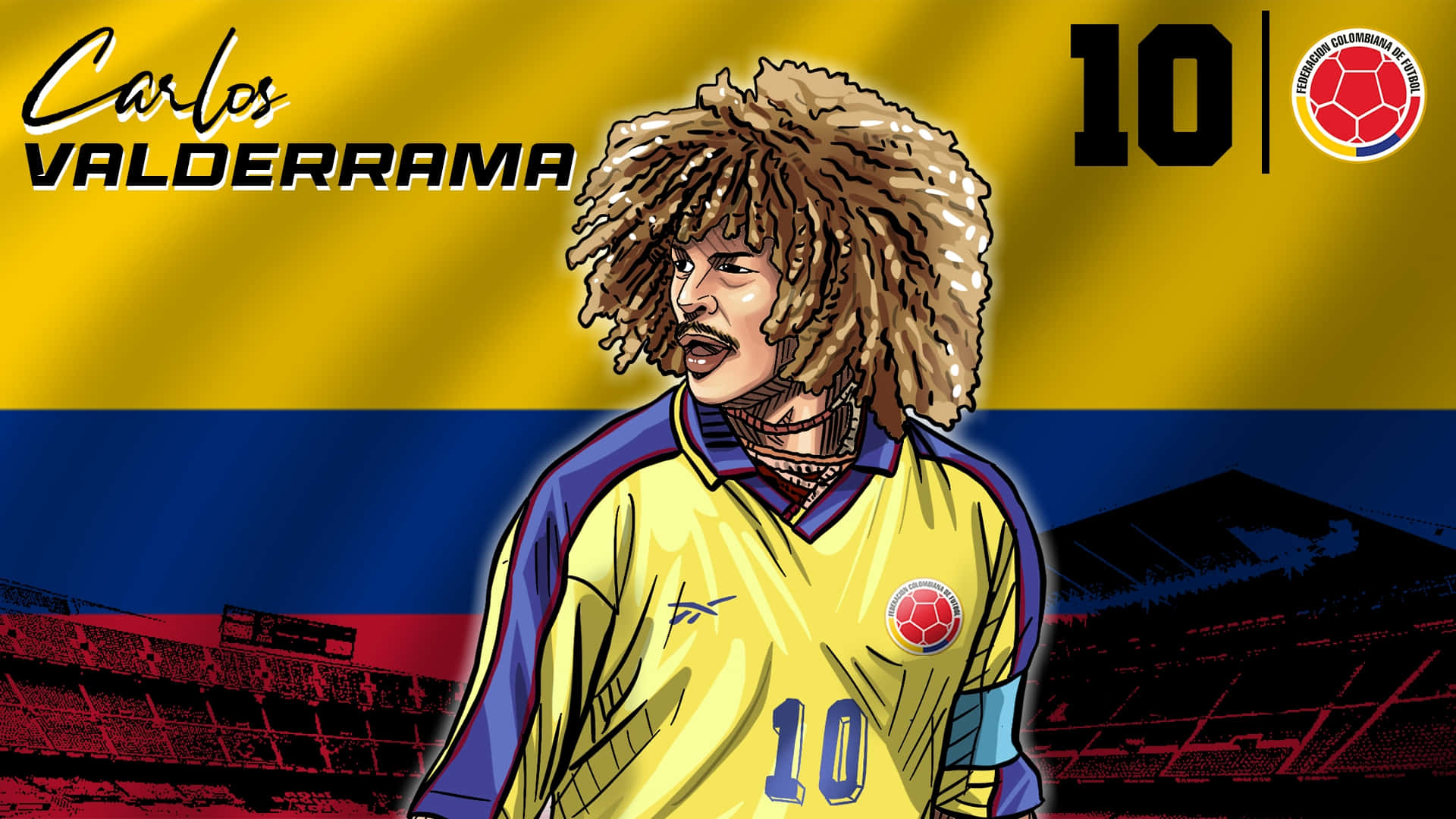 Download Carlos Valderrama Colombia Flag Wallpaper