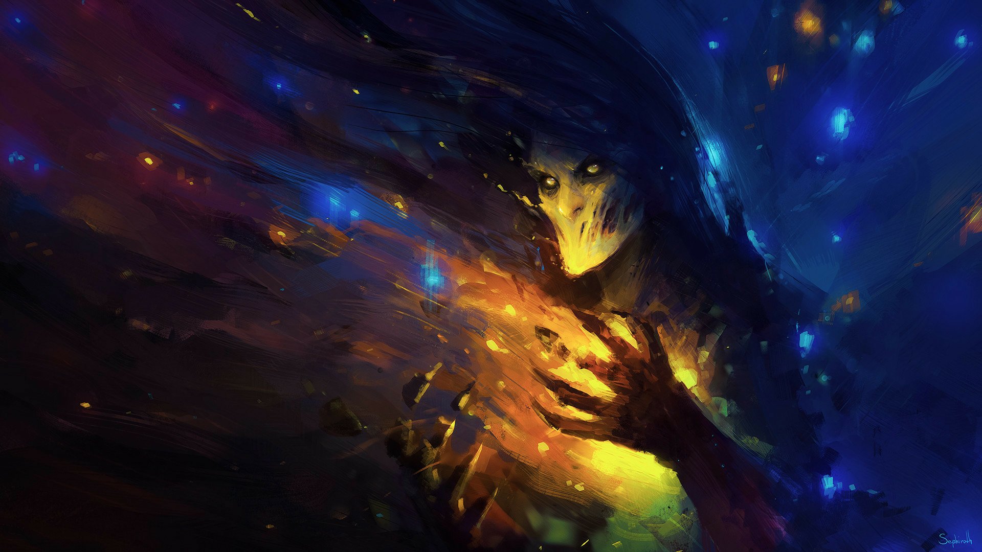 Dark Fantasy Enigma: HD Wallpaper of the Shadowed Spirit