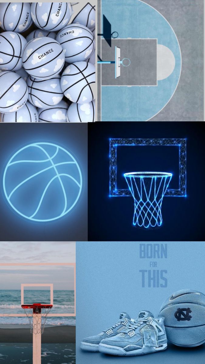 Blue Aesthetic Basketball Collage