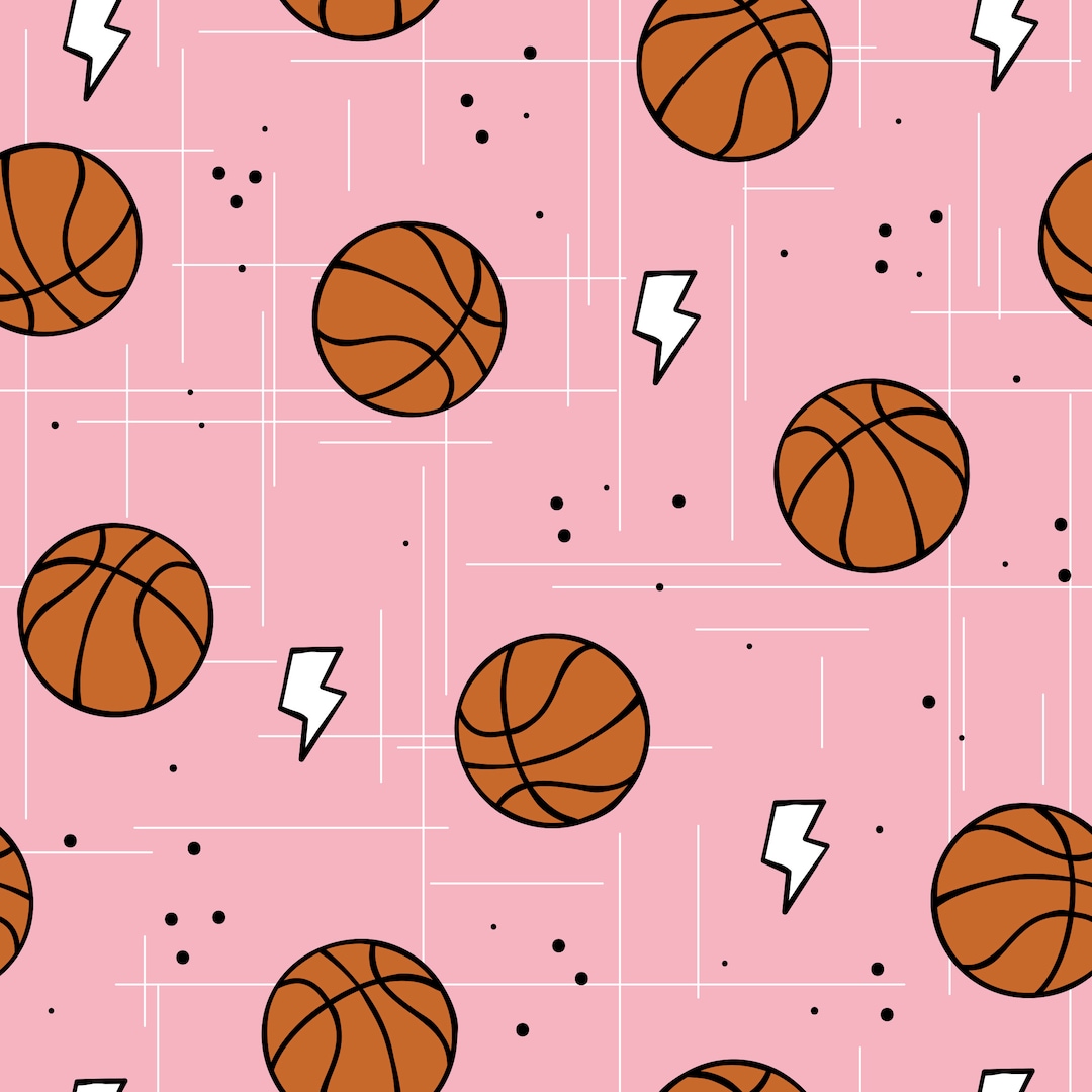 Pink Basketball Fabric, Girl Basketball Fabric, Fabric by the Yard, Little Smile Makers, Quilting Cotton, Sateen, Broadcloth, Minky, Jersey