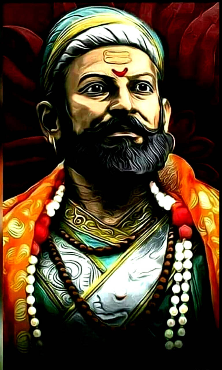 Download Shivaji Maharaj Head Shot Painting HD Wallpaper
