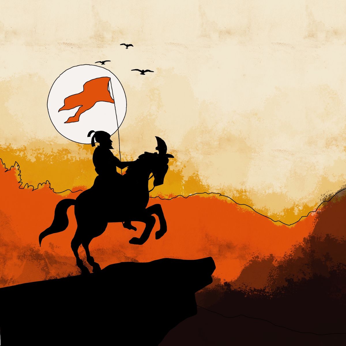 Chhatrapati Shivaji Maharaj Silhouette Painting Wallpaper for Wall®