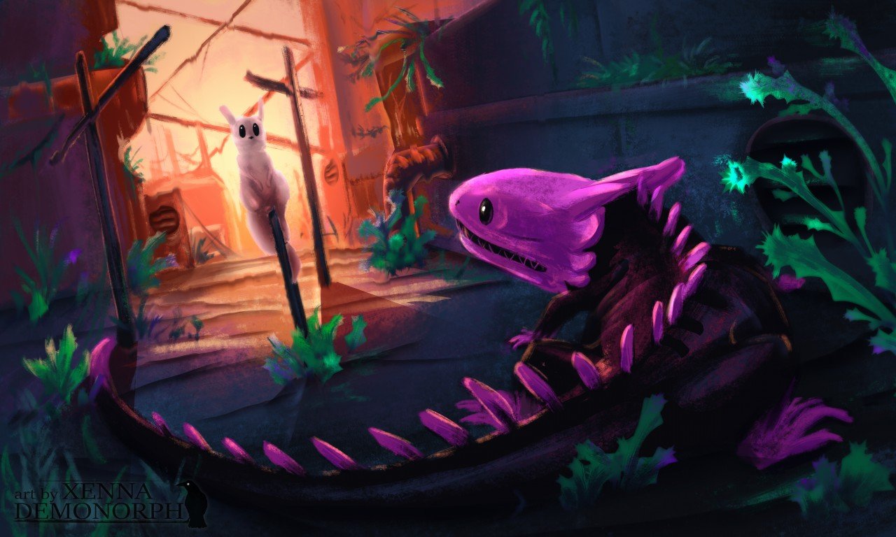 XennaDemonorph - #cat #fanart #game #lizard #rain #slug #rainworld # slugcat #rain_world