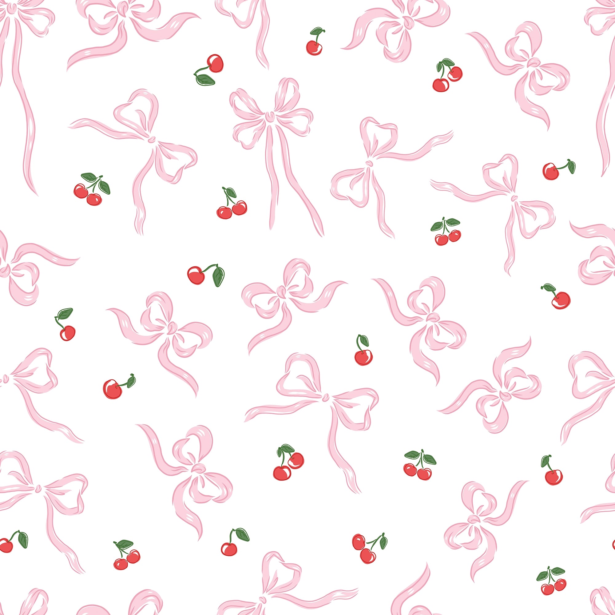 Sweet Cherry Bows Wallpaper in Pink & Red