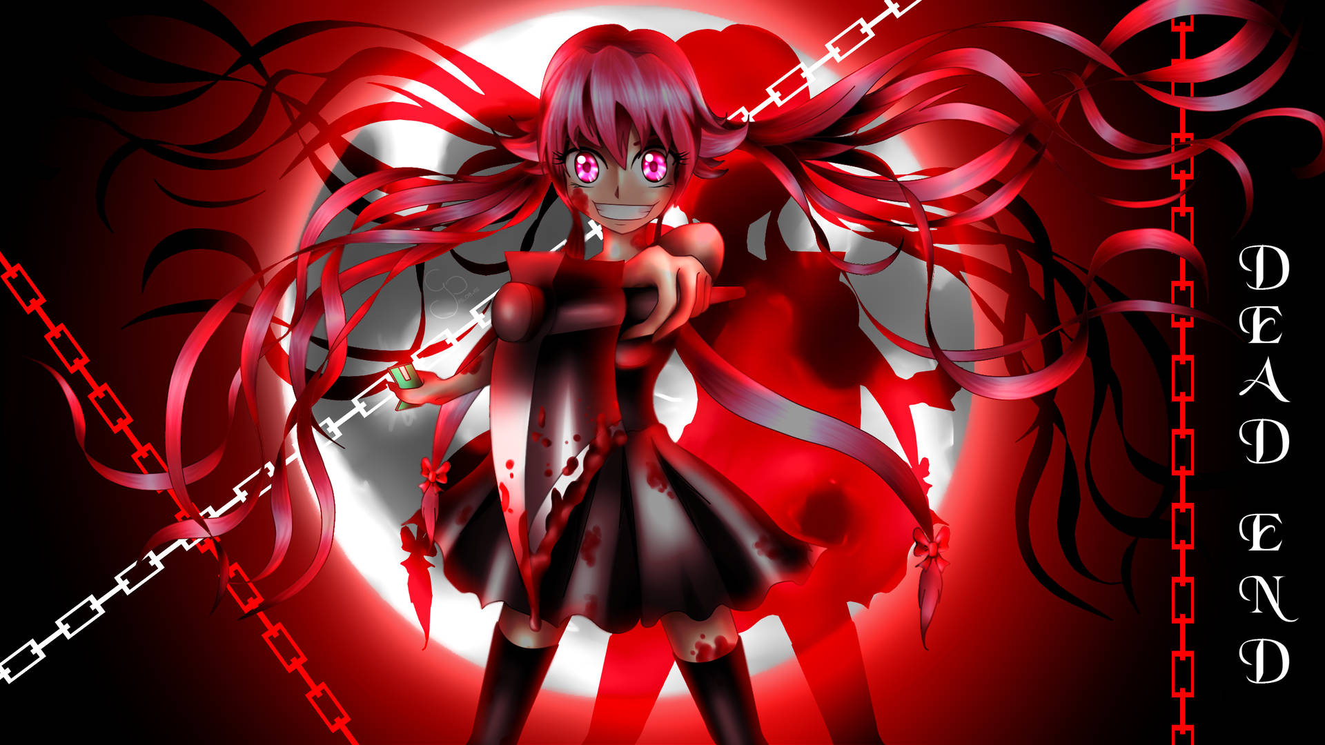 Download Yuno Gasai in Intense Moment Wallpaper