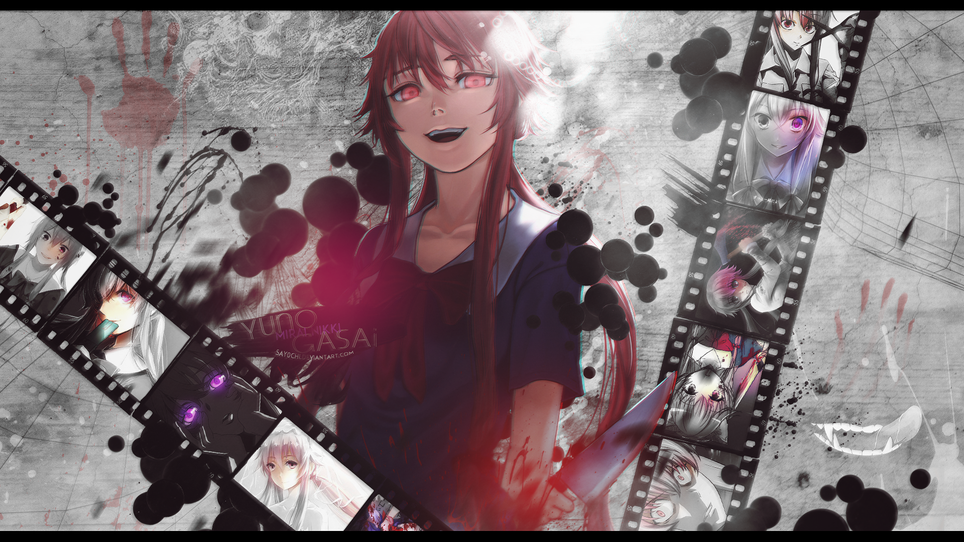 Yuno Gasai HD Wallpaper from Mirai Nikki: A Stunning Anime Art Experience