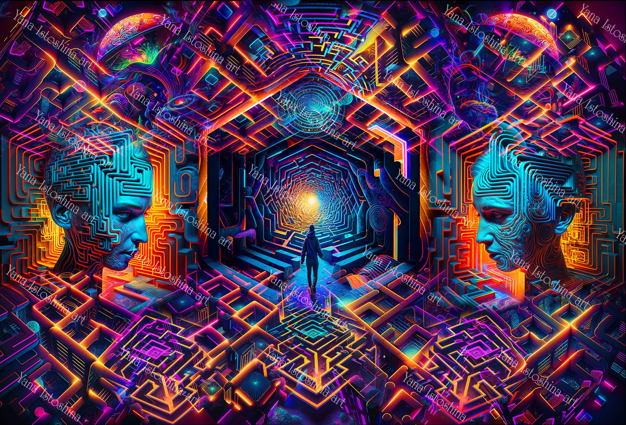 UV Reactive Blacklight Tapestry Psytrance Decor Psychedelic Trip