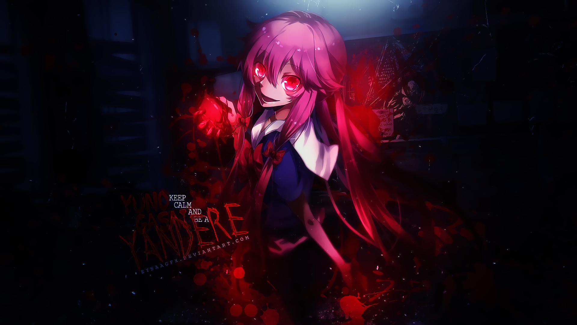 Yuno Gasai HD Wallpaper Yandere's Love from Mirai Nikki