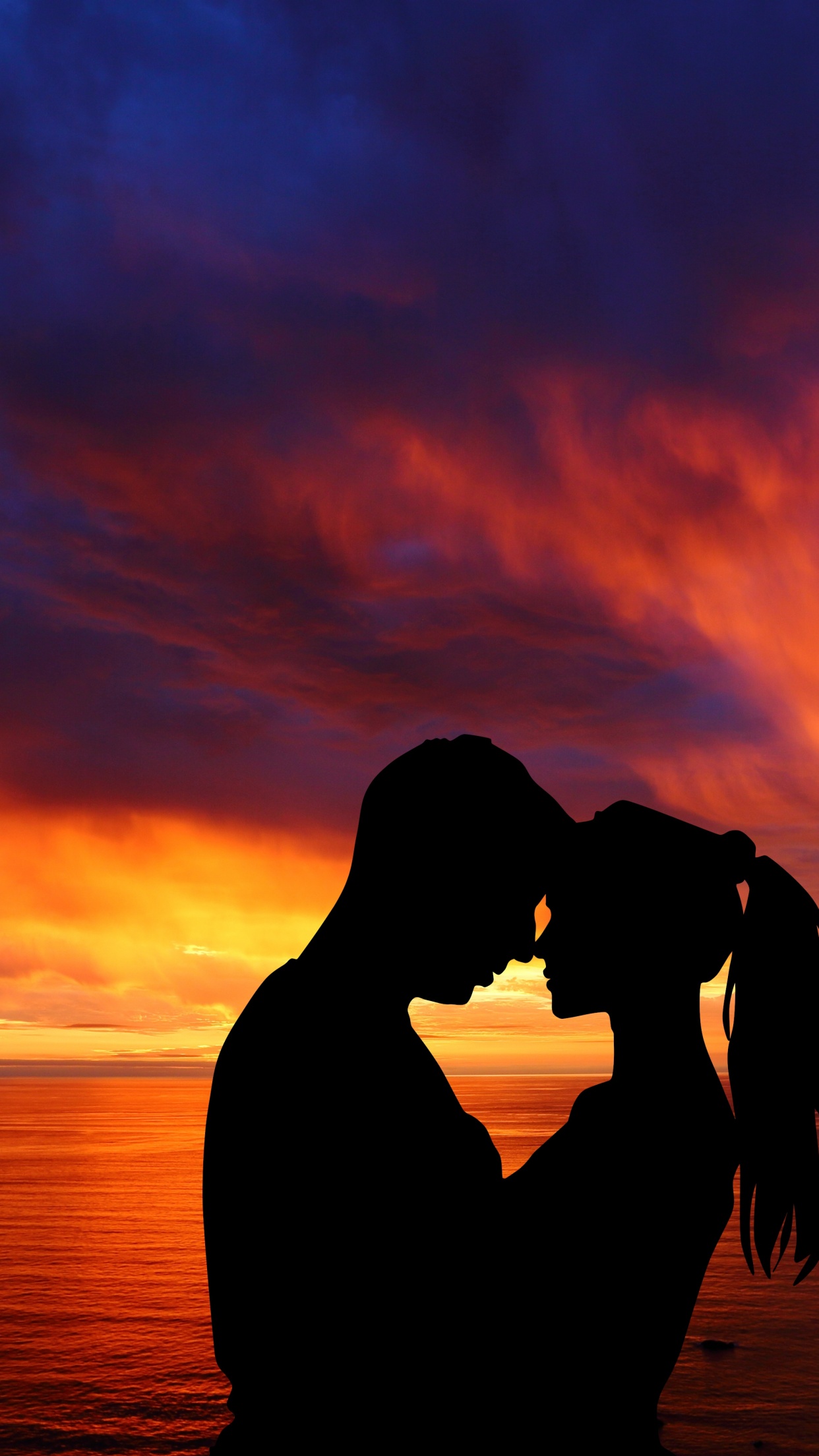 Couple Wallpaper 4K, Romantic, Silhouette, Sunset