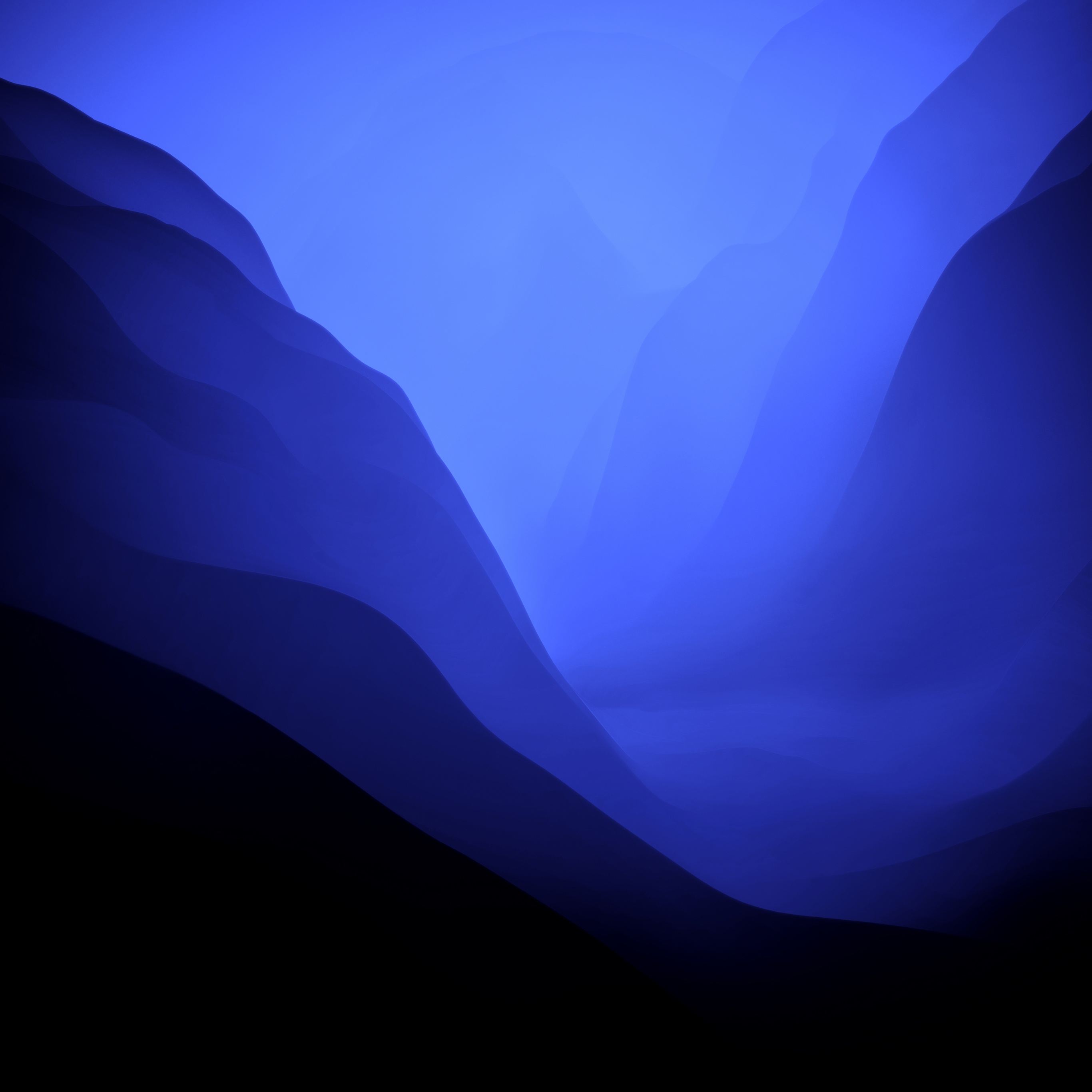 macOS Monterey Wallpaper 4K, Blue aesthetic, Stock, Dark Mode