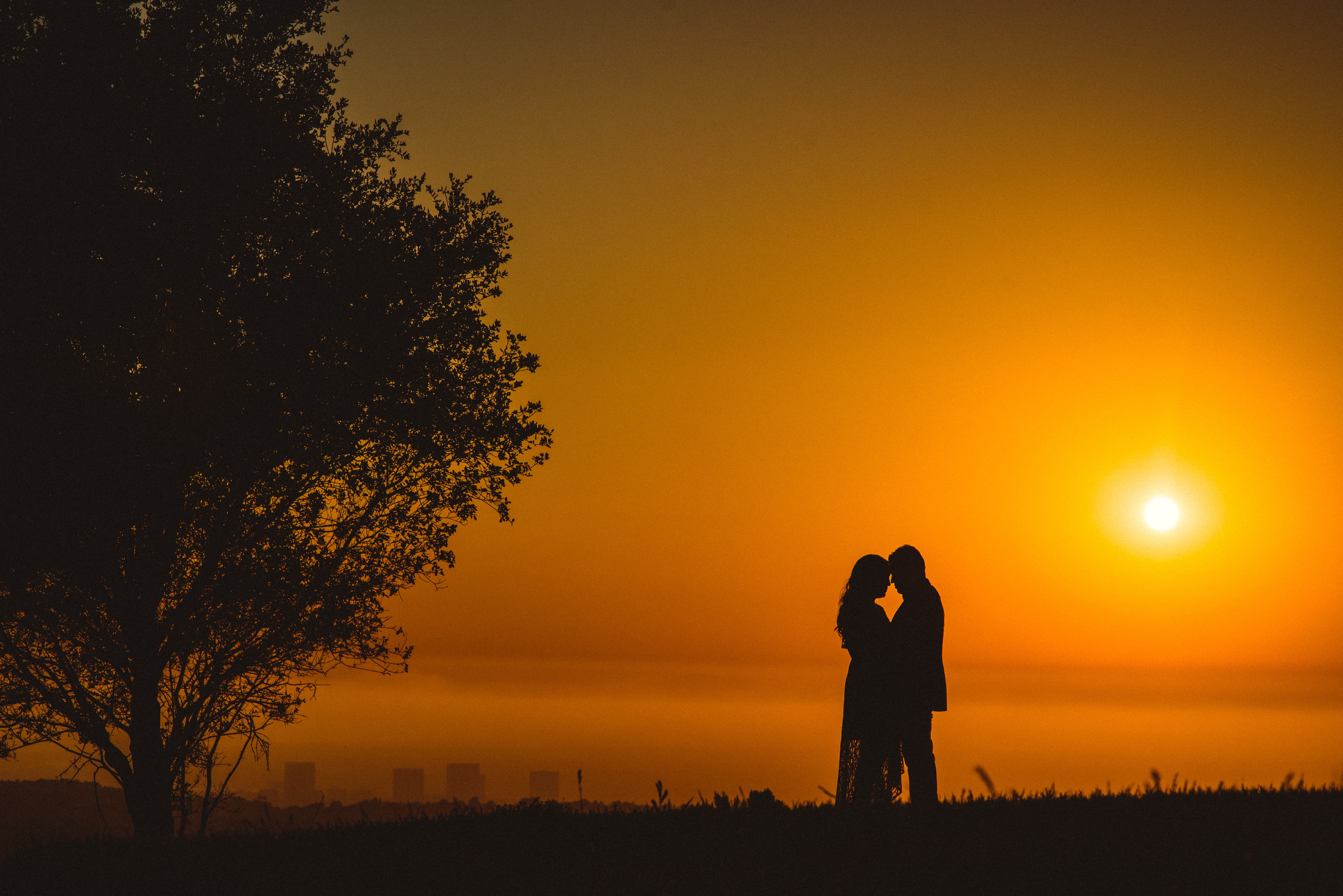 Wallpaper Romance, Sunset, Silhouette, Couple, Kiss, Background Free Image