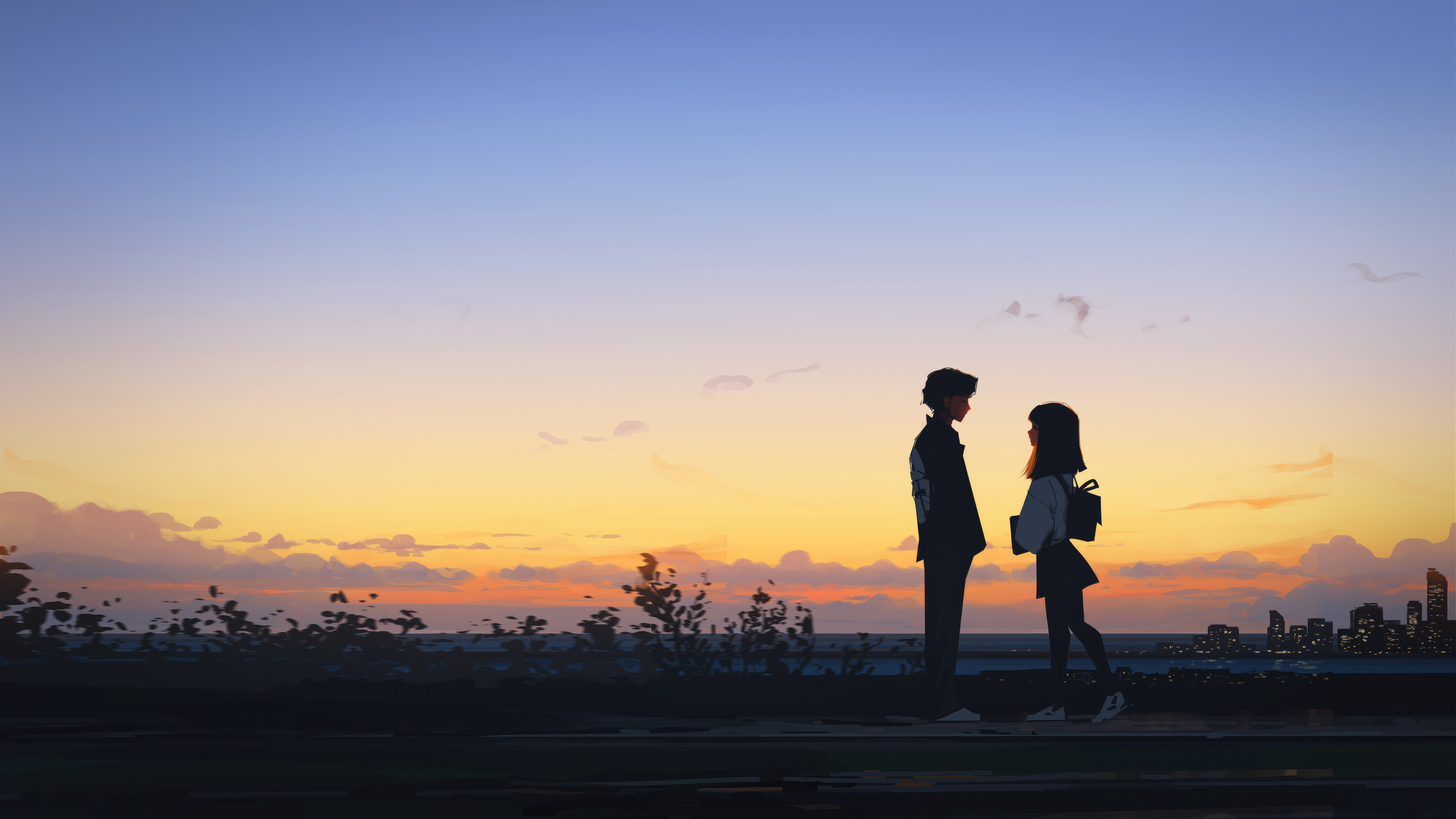 Love Horizon Boy And Girl Embracing At Sunset Wallpaper, HD Anime Wallpaper, 4k Wallpaper, Image, Background, Photos and Picture