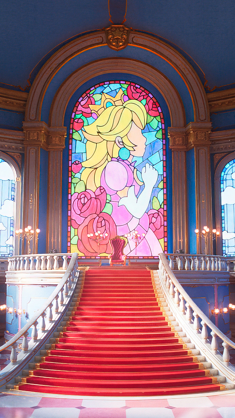 The Super Mario Bros. Movie Peach Castle Wallpaper with Monocle