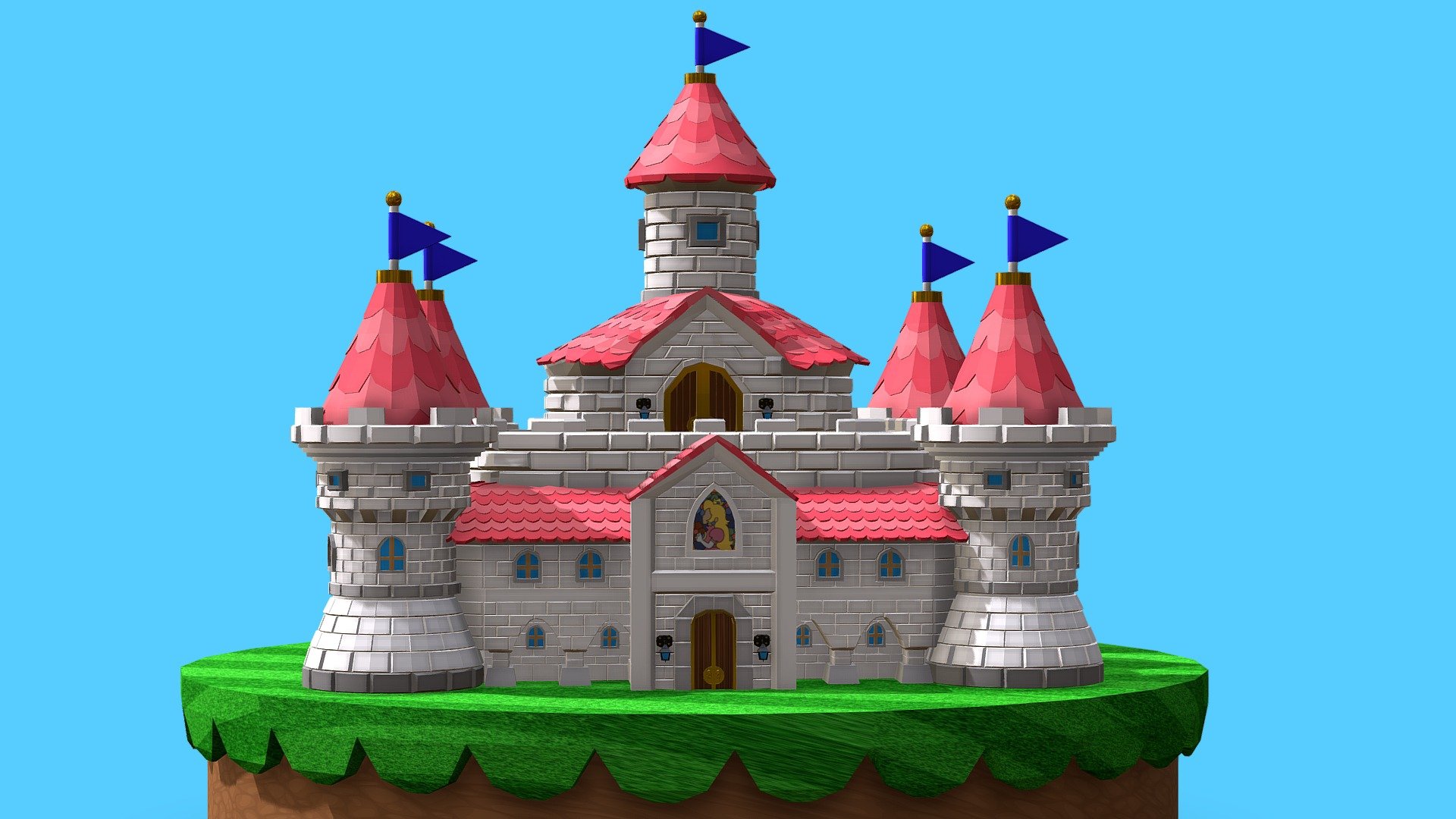 Peach's Castle Mario Free 3D model by Luis13 [f609112]