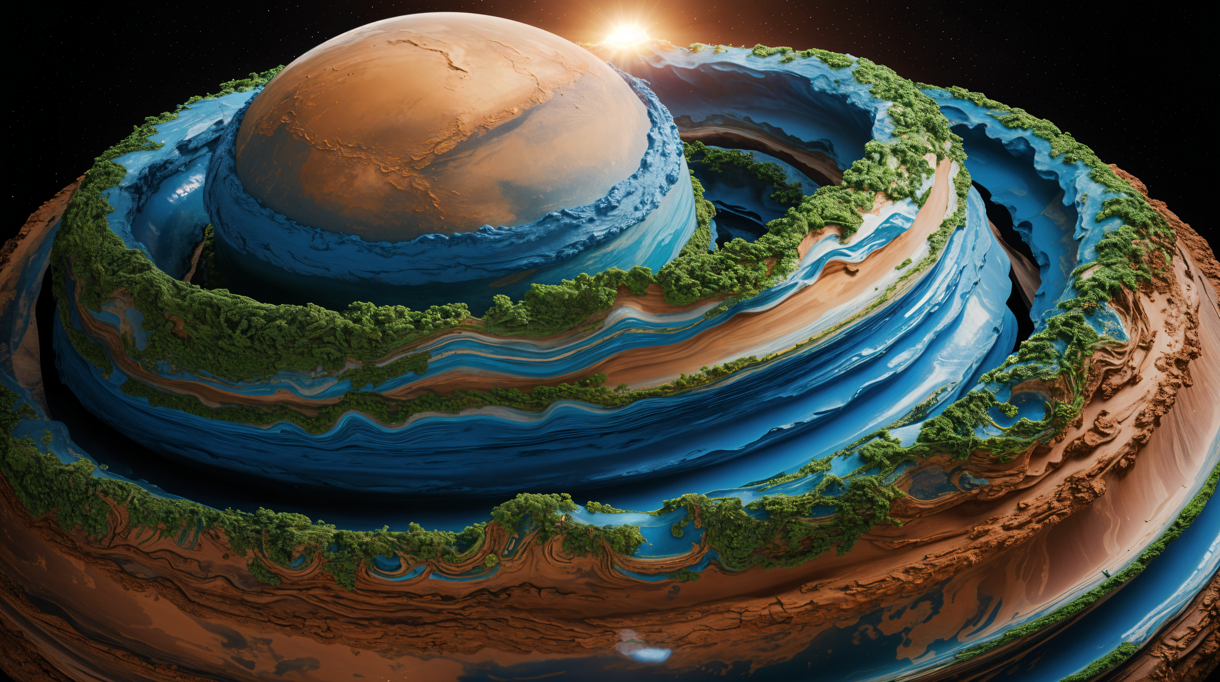 4K Ultra HD Cosmic Rings: Earth's Layers in Stunning Detail