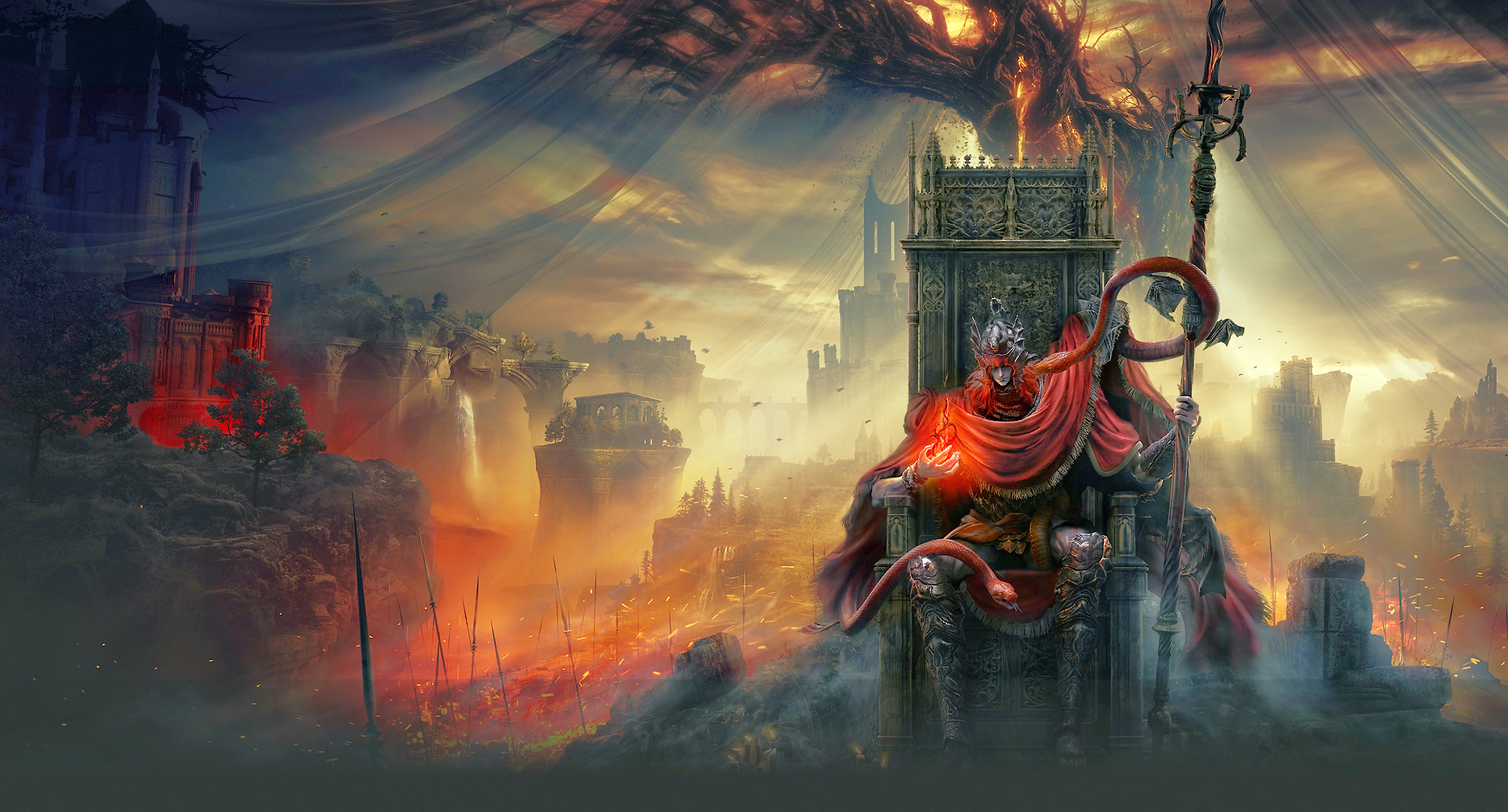 Elden Ring HD Wallpaper: Messmer the Impaler's Fiery Throne