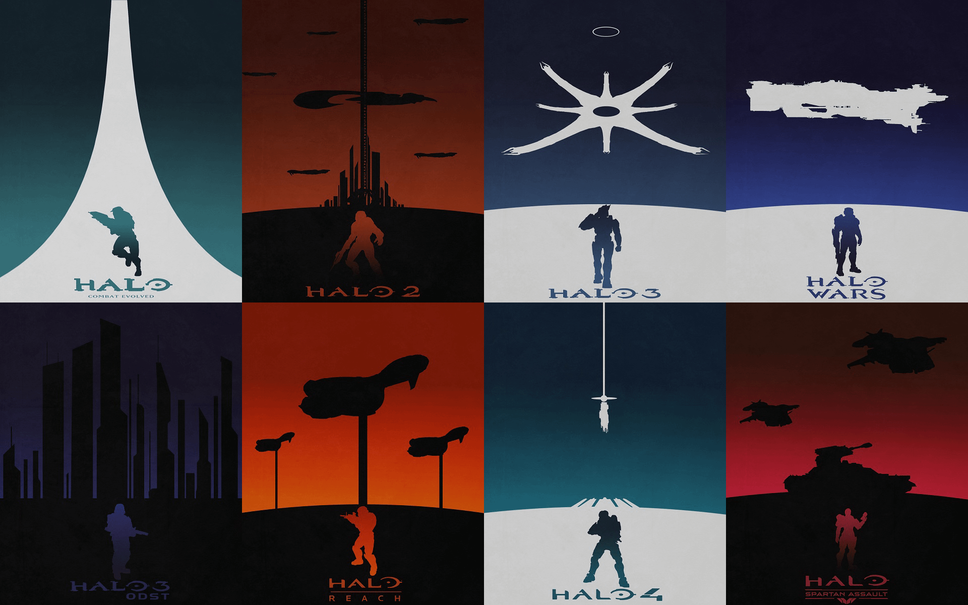 I compiled those awesome minimalist posters into one wallpaper. (The games are ordered by release date)
