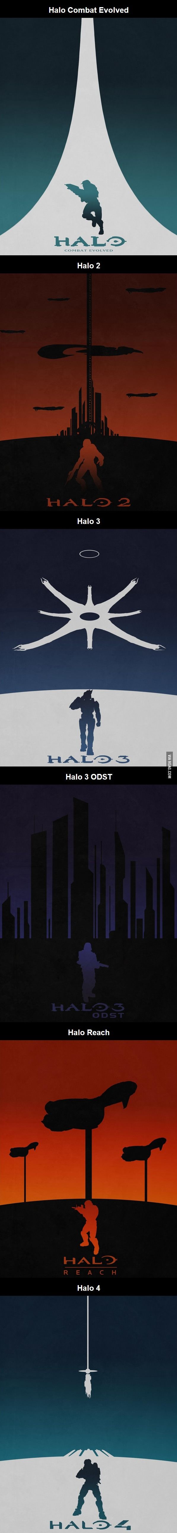 Series Of Halo Minimalist Style Posters