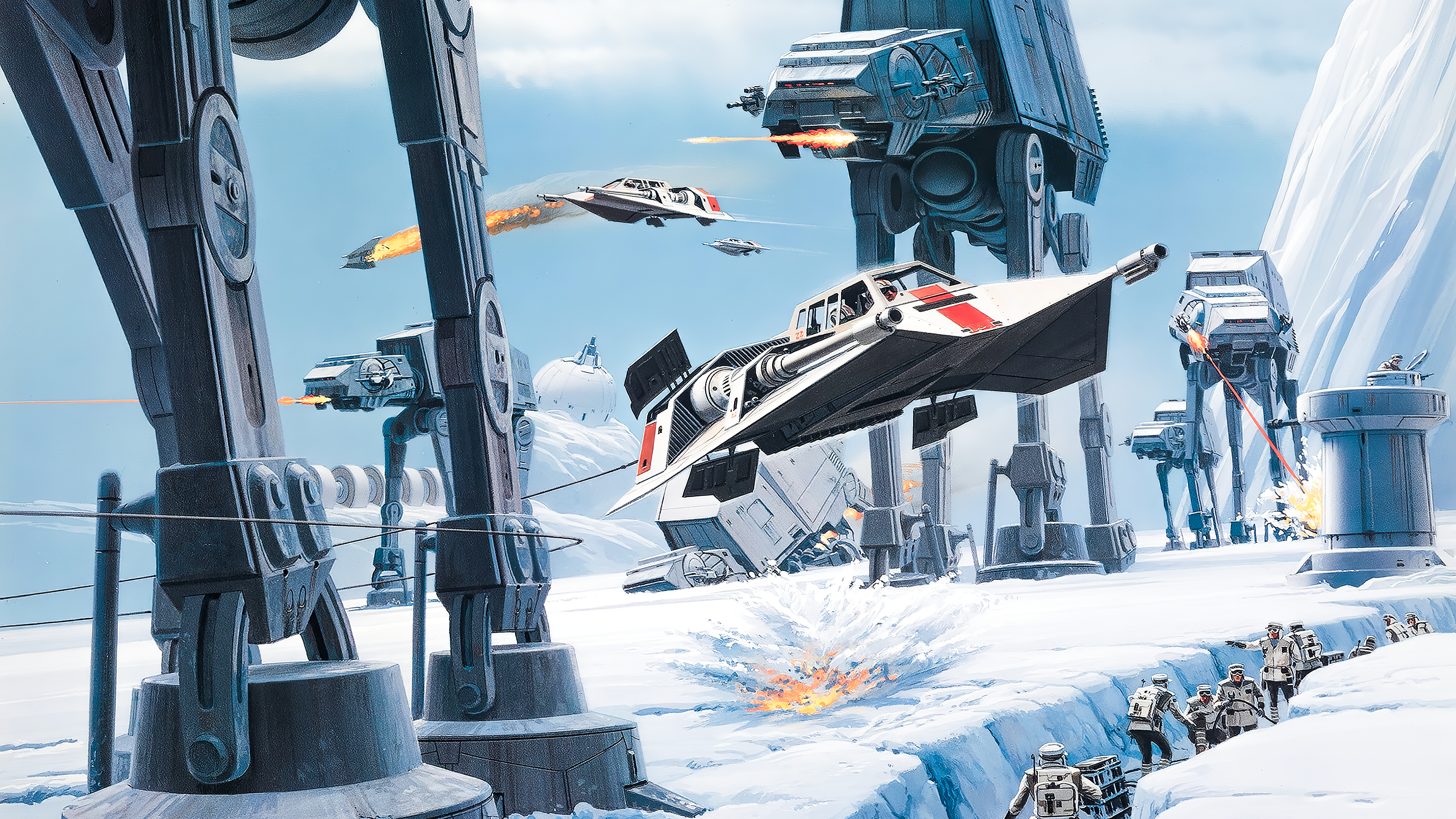 Battle of Hoth by Ralph McQuarrie (Star Wars) [3840x2160]