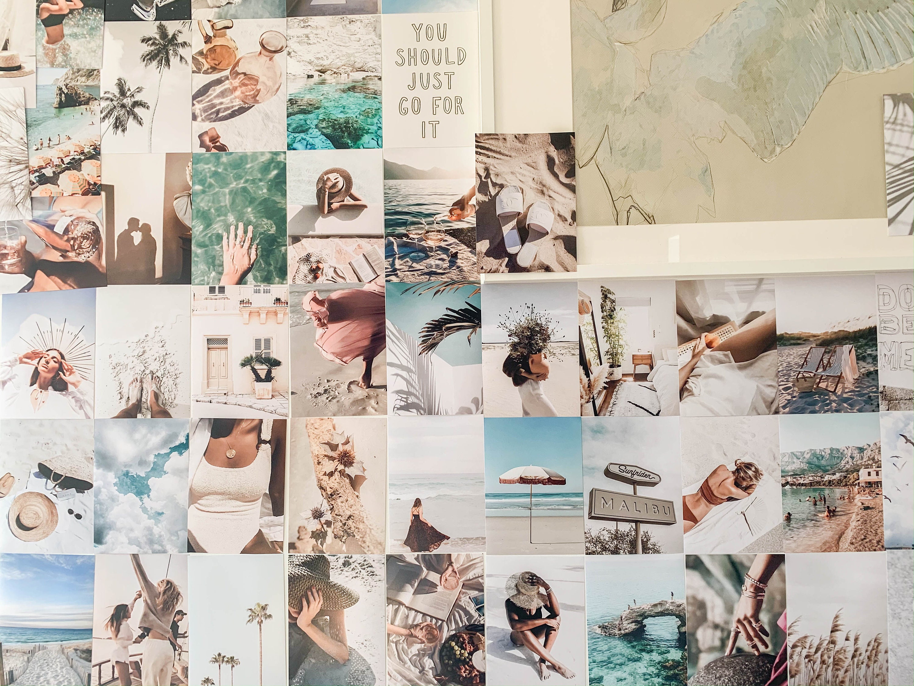 Photo Collage Kit Boho Beach Aesthetic, Soft Neutral Beige Wallpaper Design