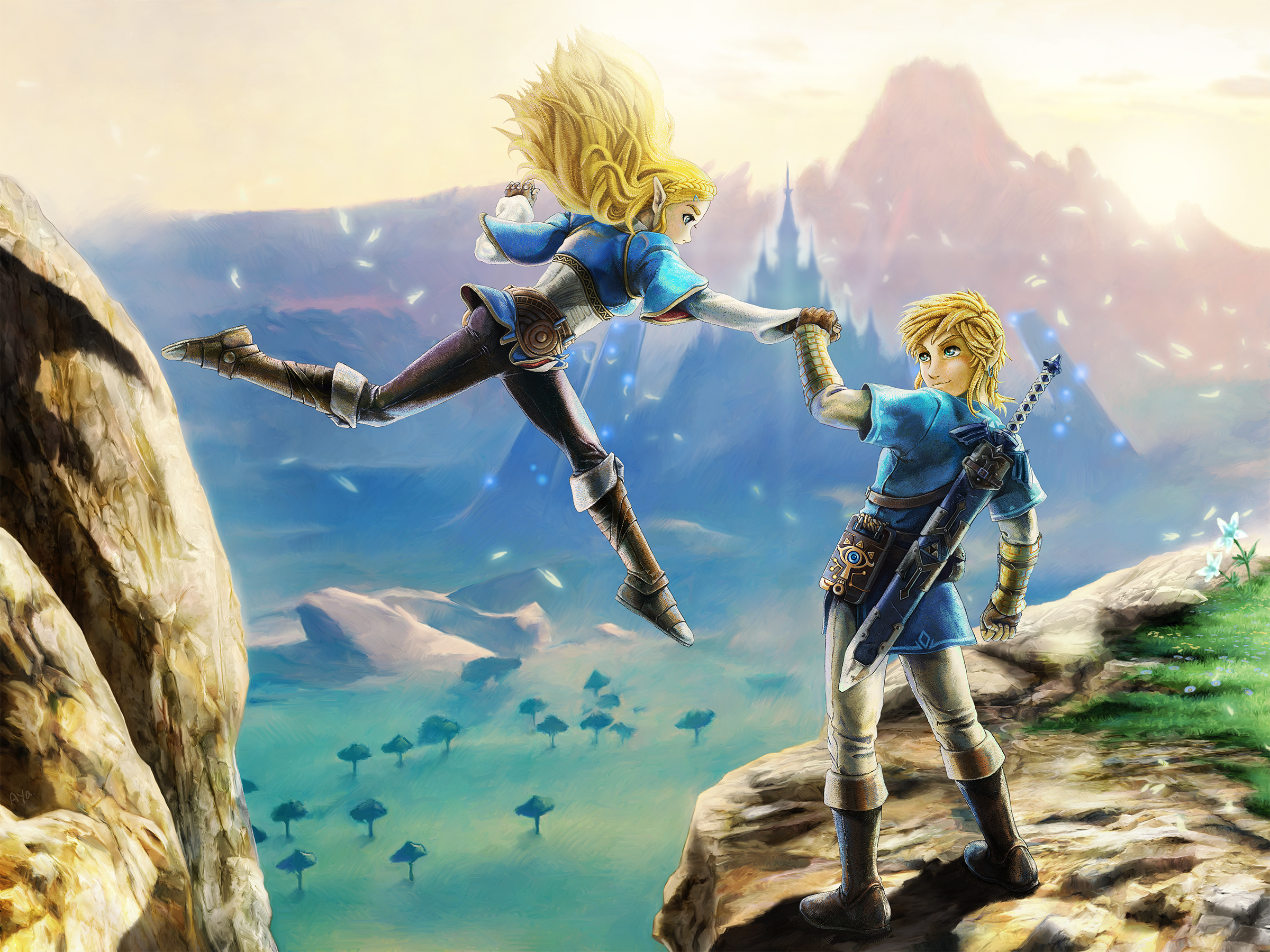Link and Zelda Adventure of the Wild HD Wallpaper
