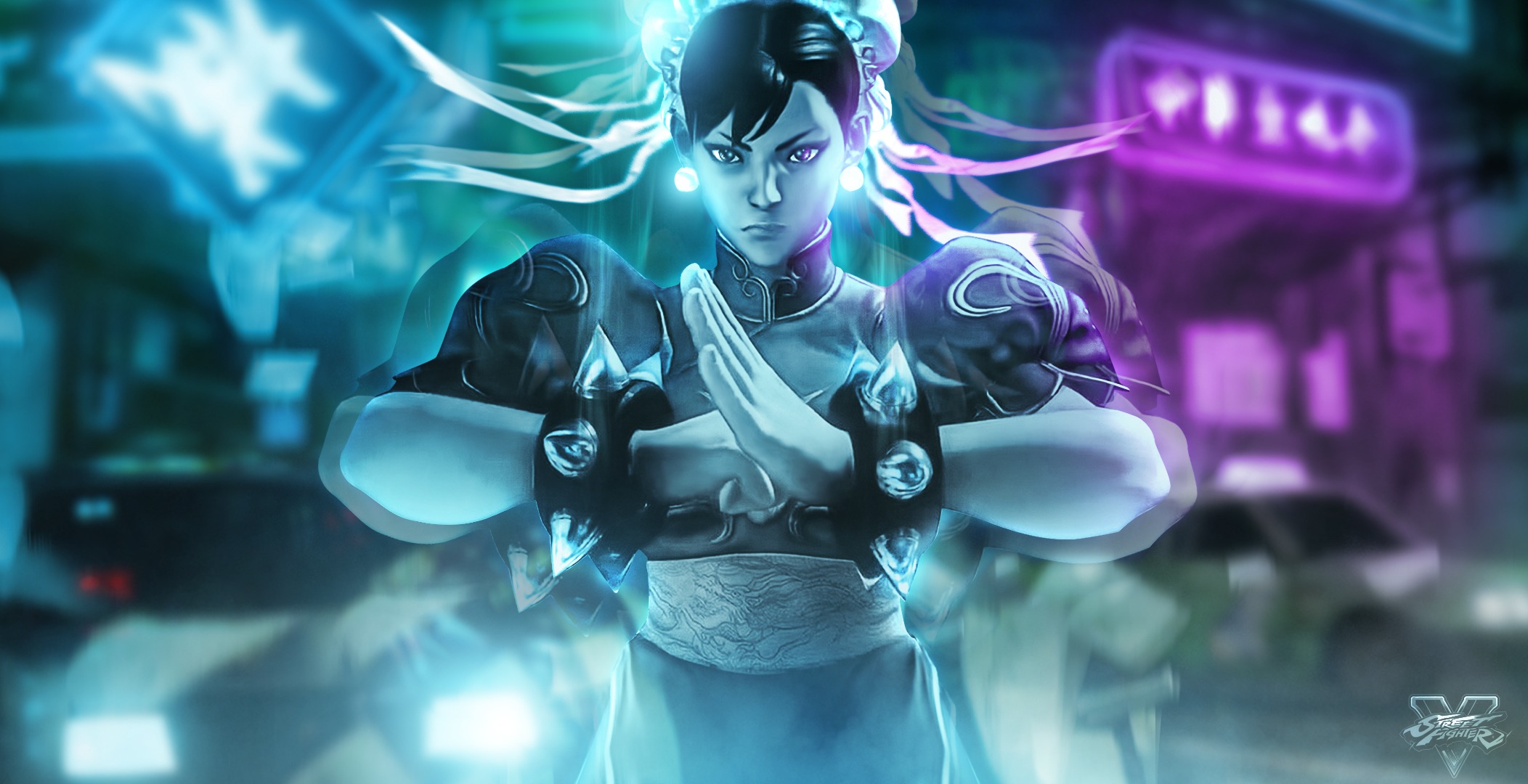 Wallpaper girl, art, fighter, Street Fighter V, Chun li for mobile and desktop, section игры, resolution 2104x1080