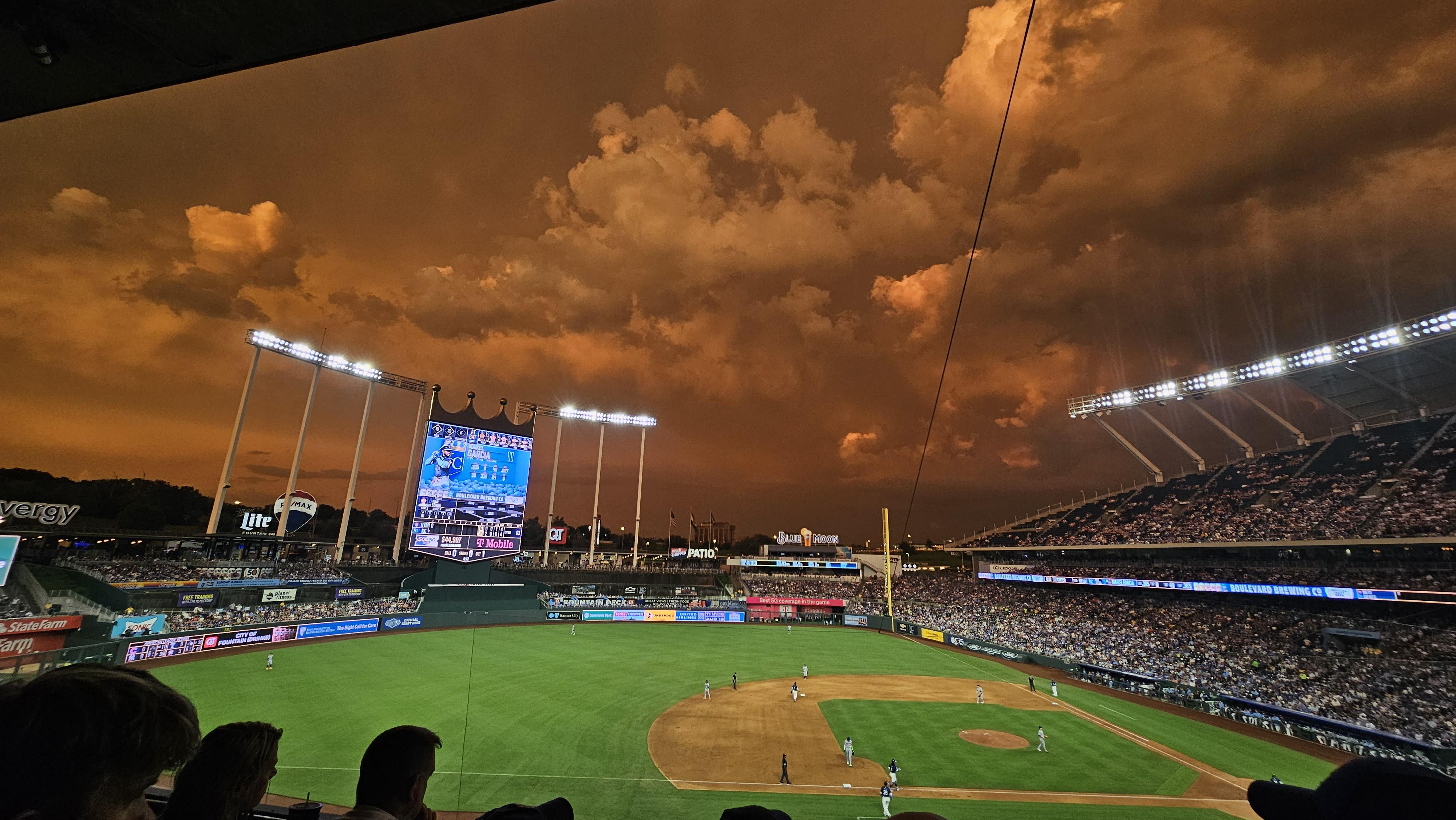 Beautiful and Somewhat Creepy Skies Above Kauffman Stadium