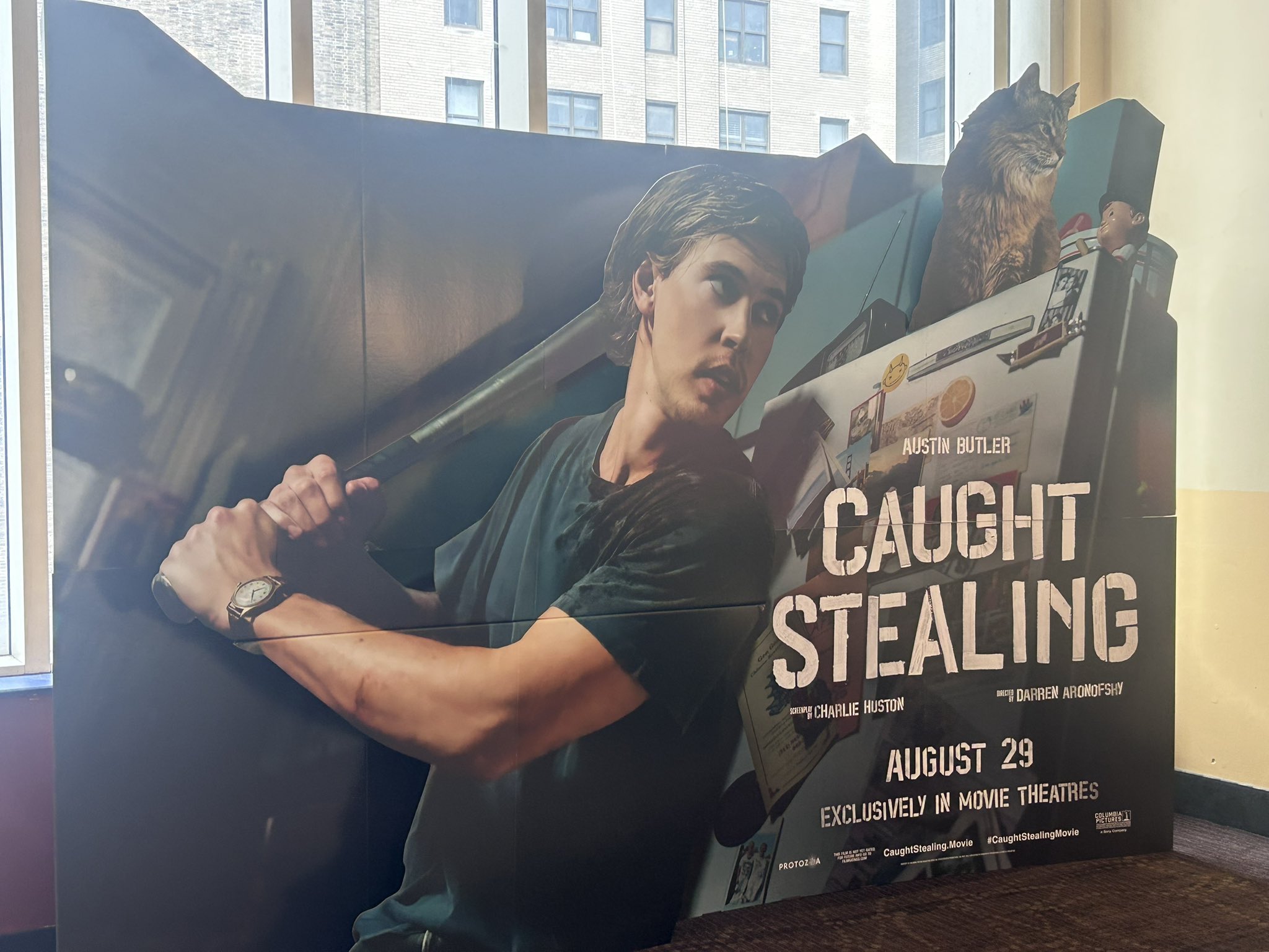Rendy Jones's something deeply funny that CAUGHT STEALING has a standee. Out of movies to have one? Thisssss one does