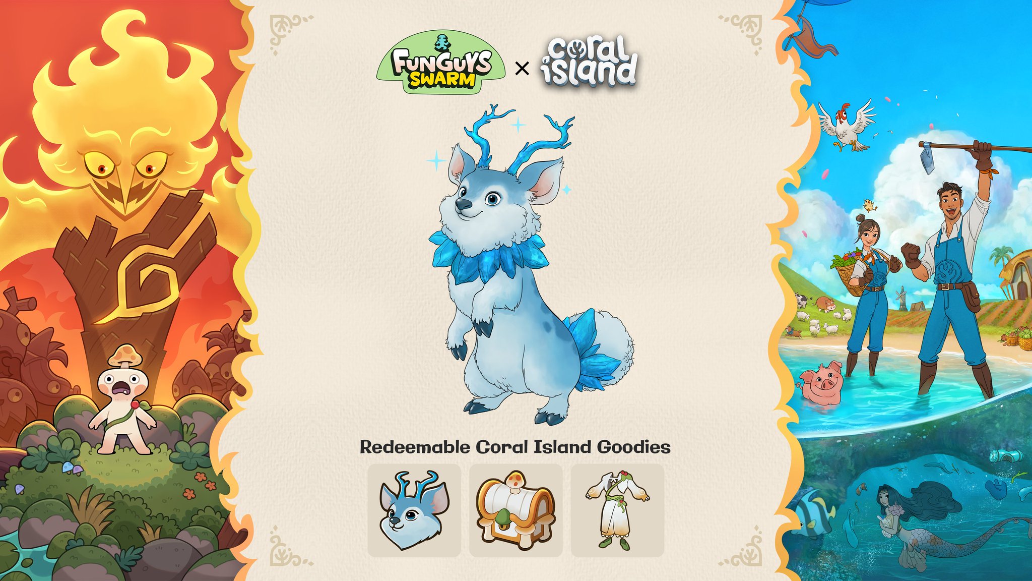 Coral Island're Also Thrilled To Announce A Special Collaboration With Featuring Exclusive Redeemable In Game Goodies. Funguys Swarm Launches On August 21, 2025, For $4.99. Don't Miss It!