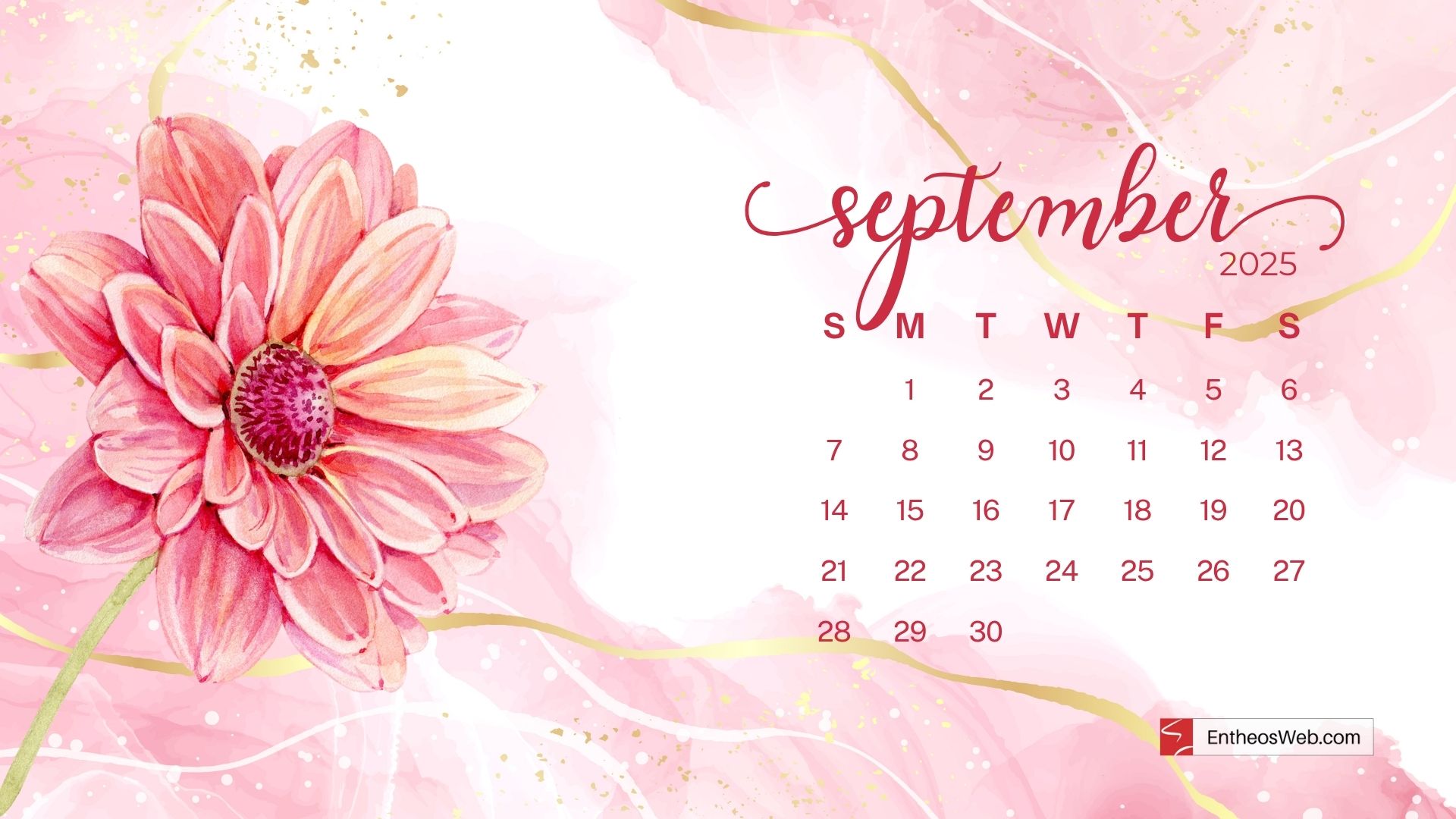 September 2025 Calendar Desktop Wallpaper Background