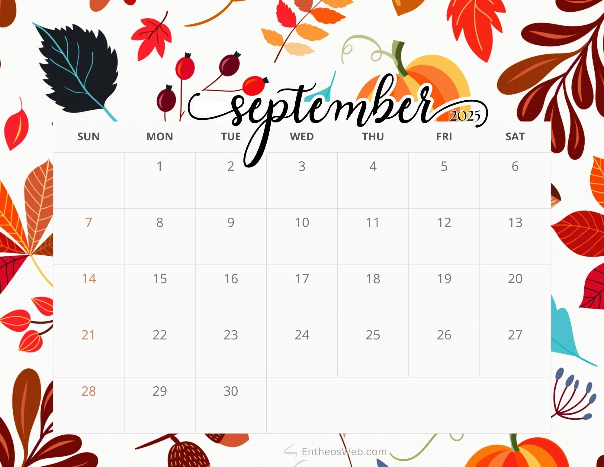 Free September 2025 Printable Calendar Downloads