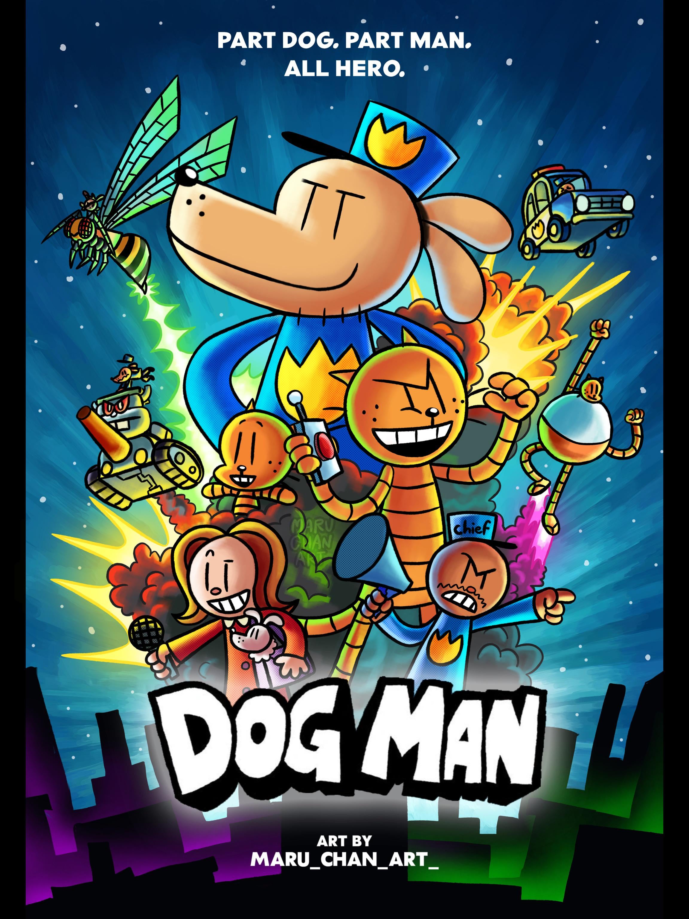 OC Redraw of the Dog Man Movie poster in the comic book cover's artstyle!!!!