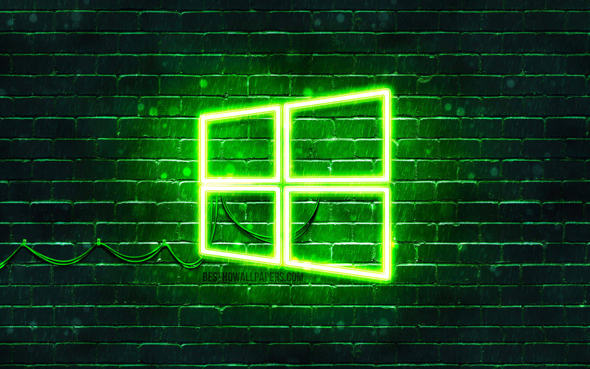 Download Windows 10 Logo Neon Green Wall Wallpaper