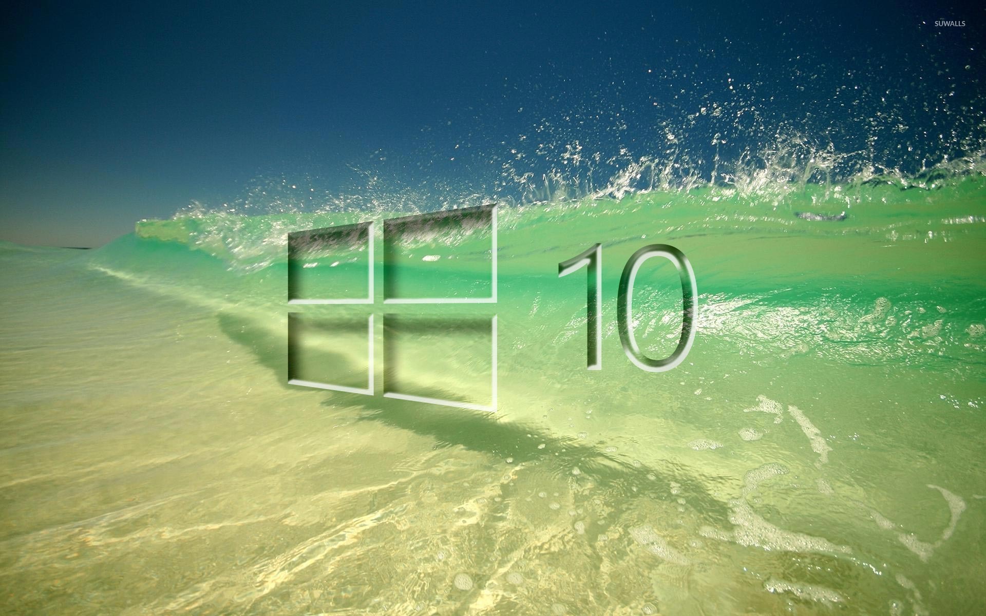 Windows 10 on a clear wave glass logo wallpaper wallpaper