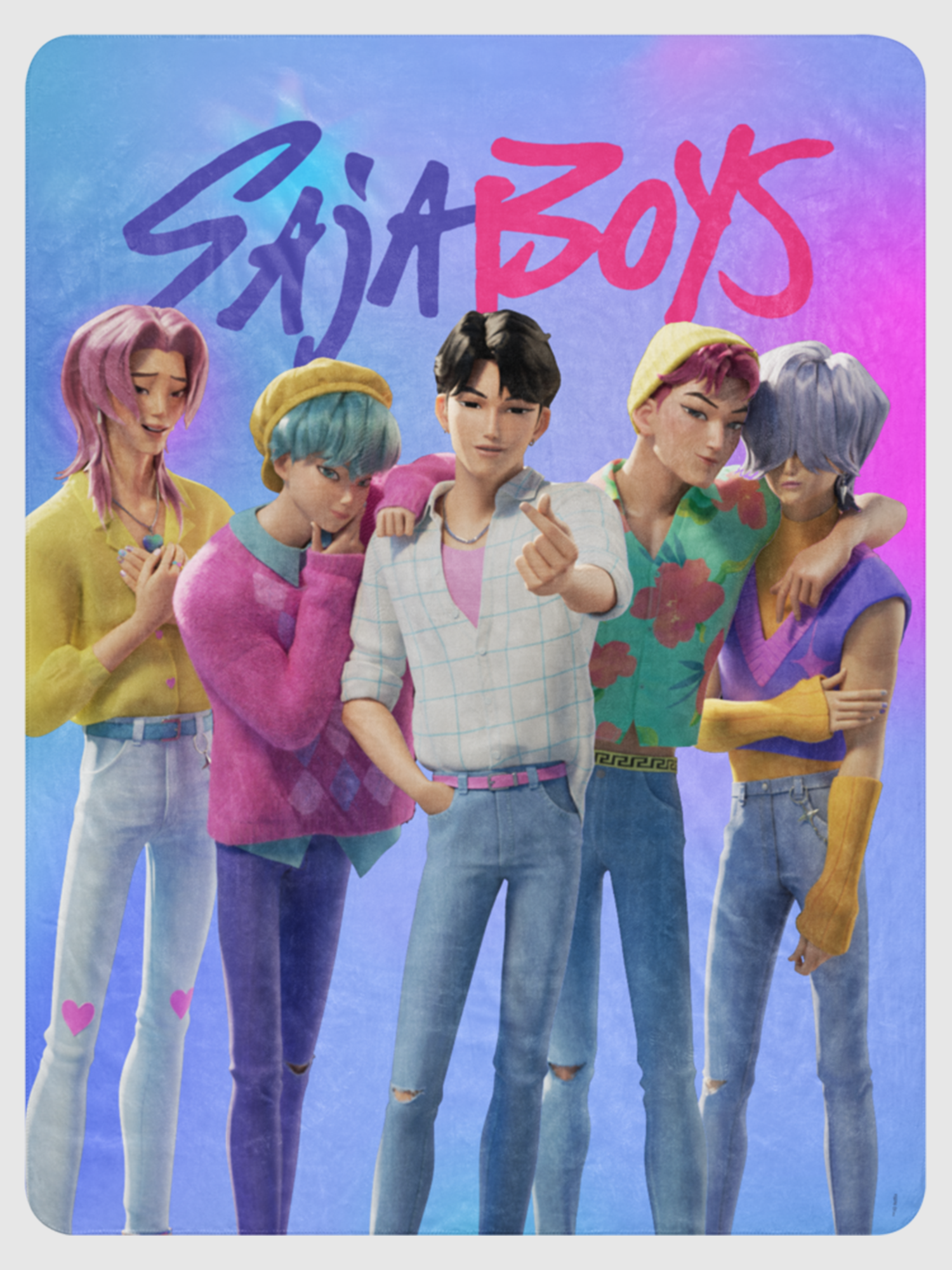 KPop Demon Hunters Saja Boys Sherpa Blanket- 50 in x 60 in