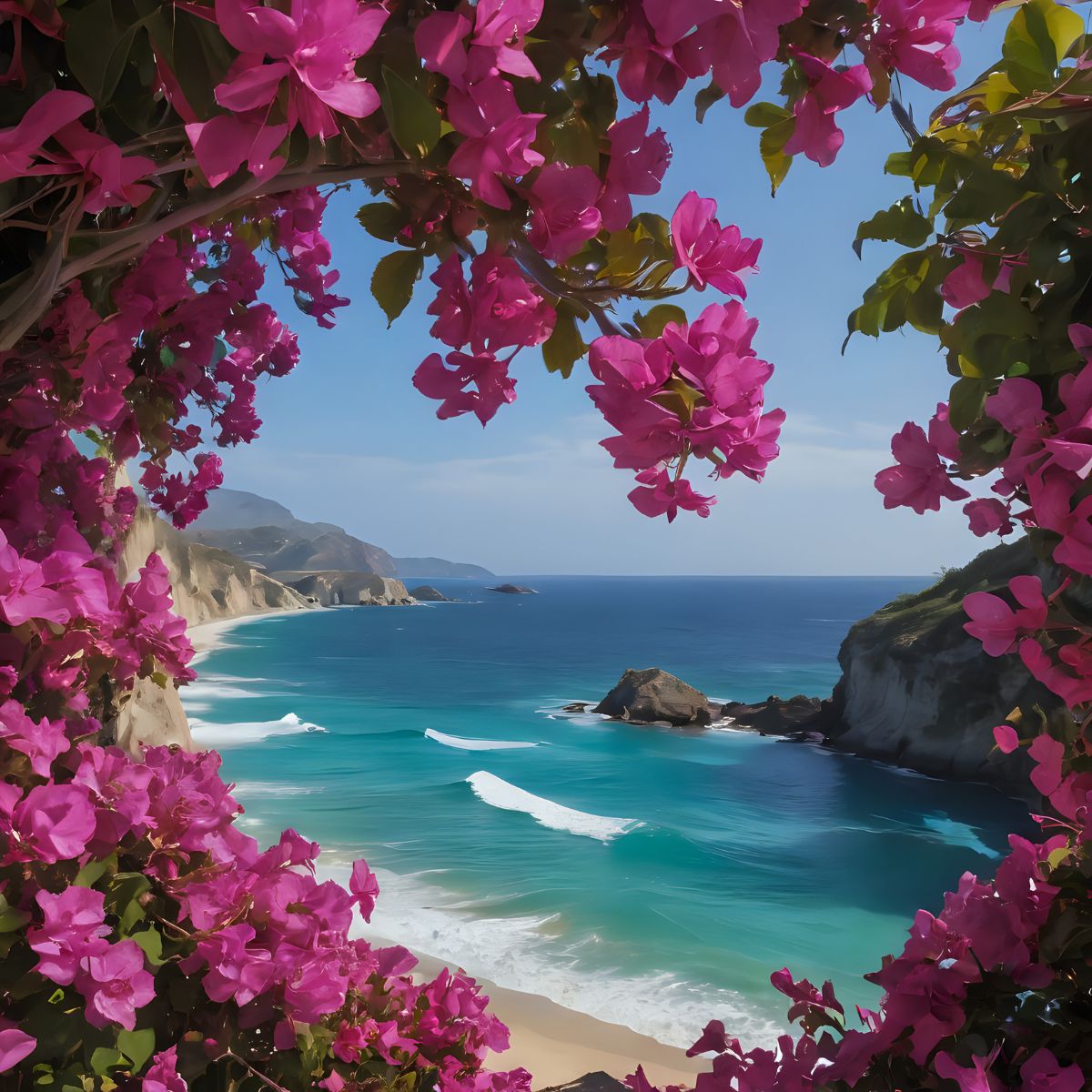 Floral Beach View Wallpaper Mural®