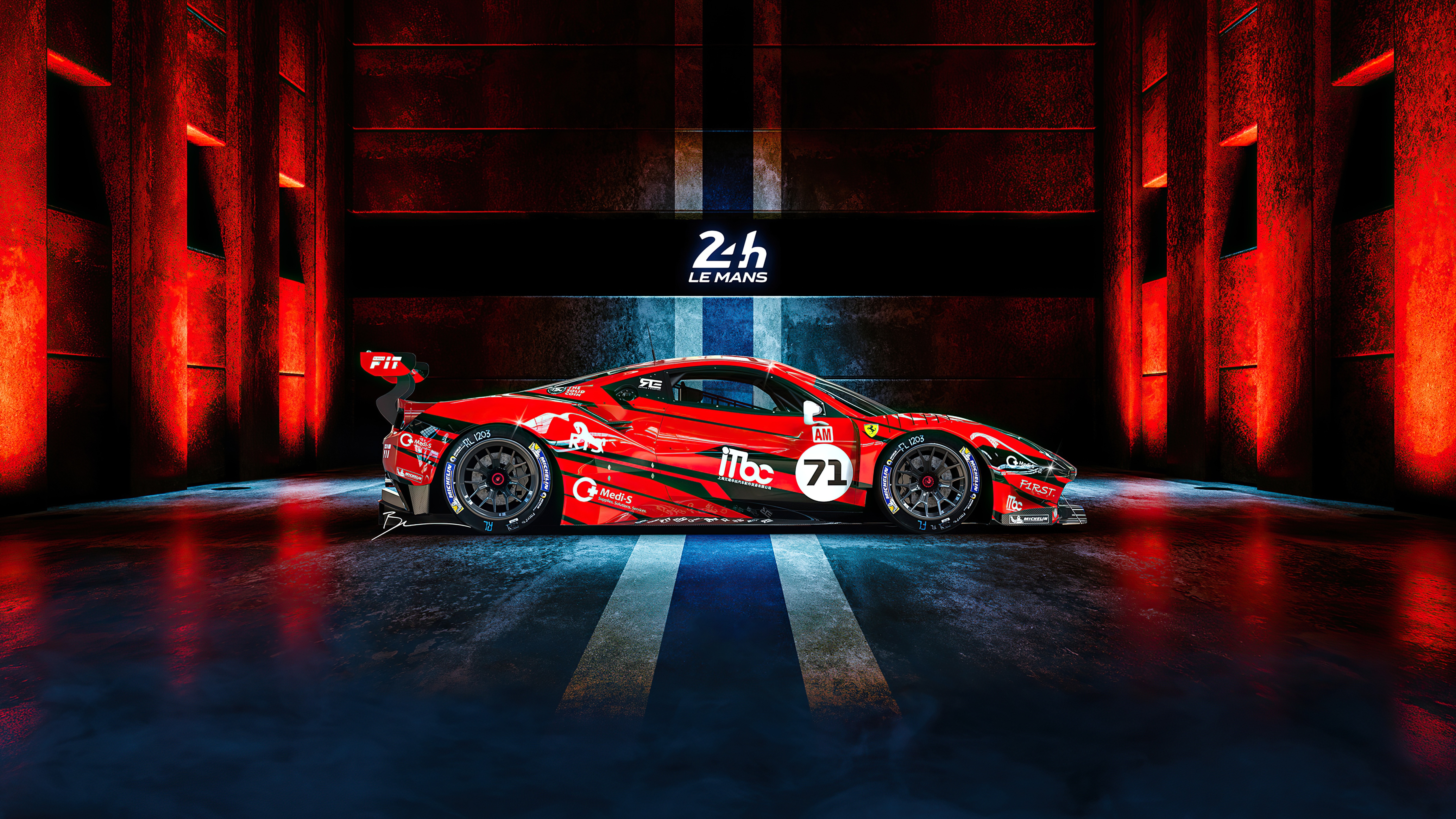 Wallpaper Ferrari, race car, 24 Hours of le Mans, Sportcar, Ferrari 488 GTE for mobile and desktop, section ferrari, resolution 5120x2880