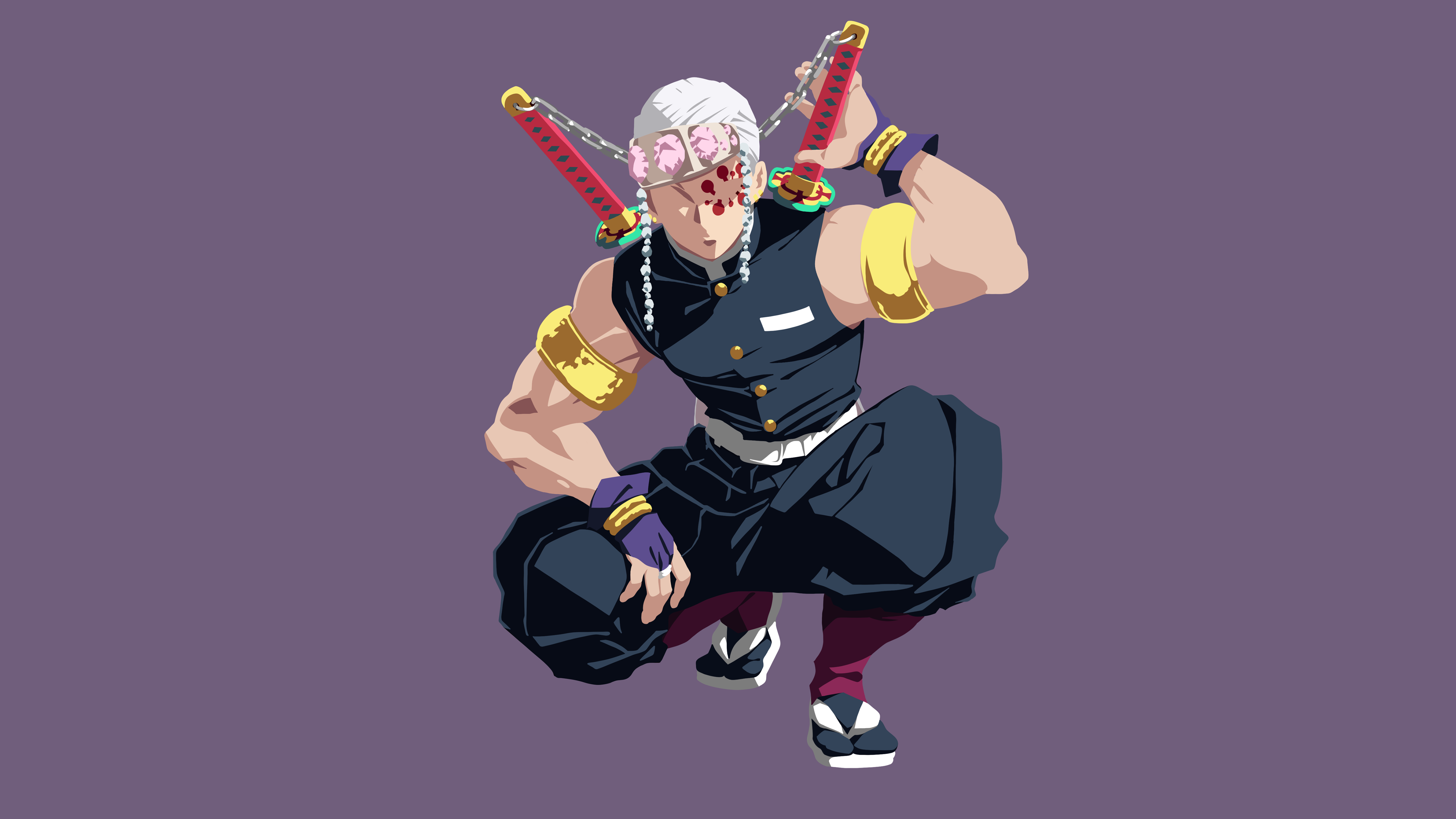 Tengen Uzui Wallpaper 4K, Minimal art, 5K