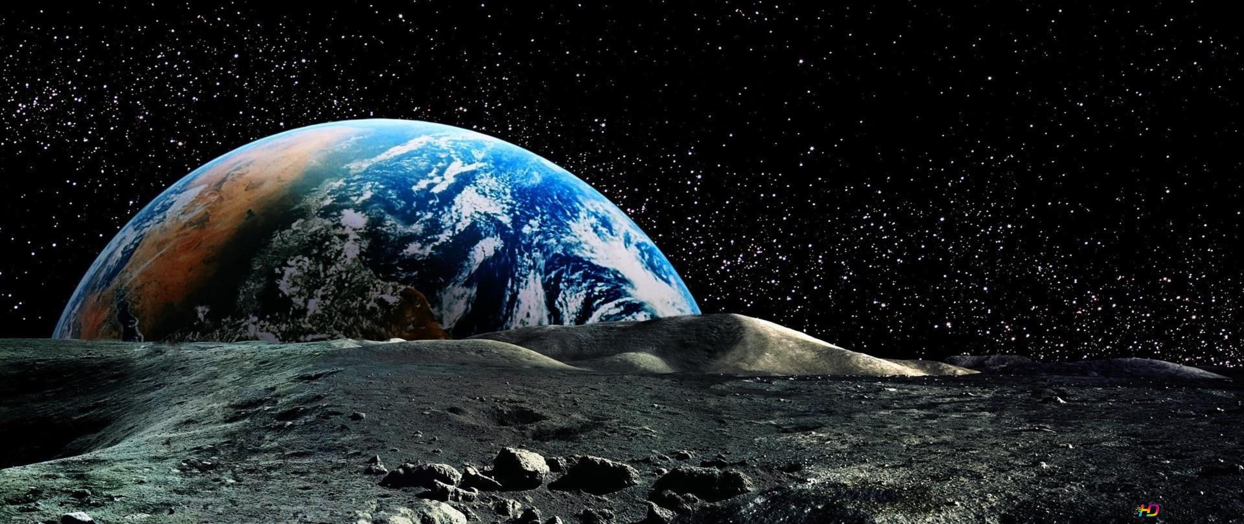 Earth, space, stars, moon, planet 2K wallpaper download