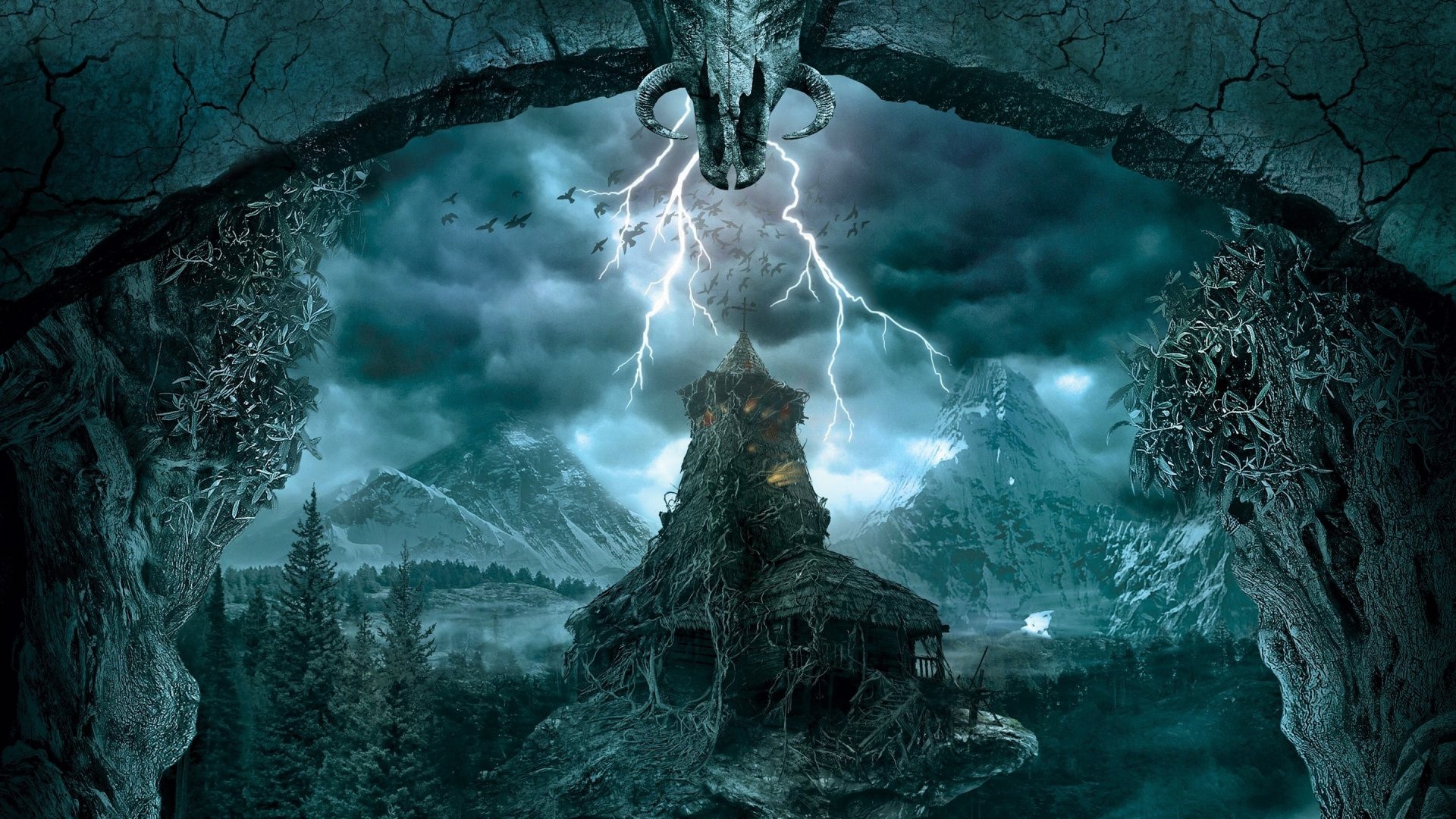 Gothic Lightning Over Viy's Enchanted Mountain Forest