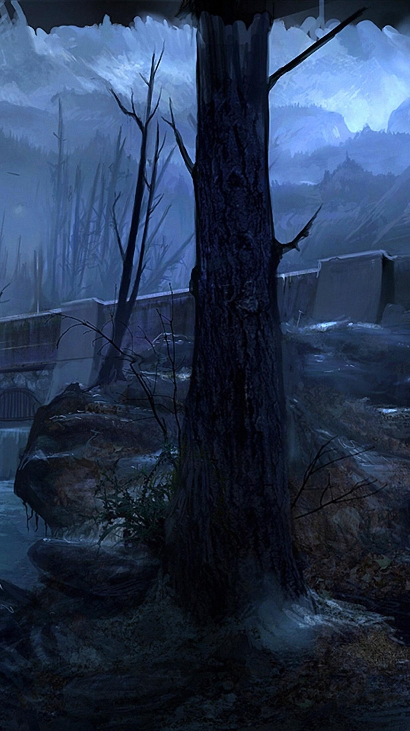 Wallpaper castle forest temnyy 1440x2560 QHD from pikahy image and screensavers