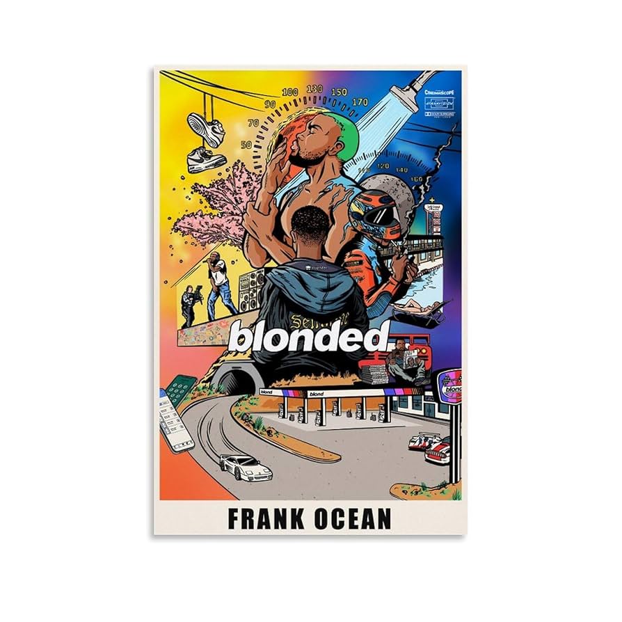 Frank Ocean Poster Blonde Comic Art Music Album Cover Poster Rapper Hip Hop Poster Posters For Room Aesthetic Canvas Wall Art Bedroom Decor 16x24inch(40x60cm): Posters & Prints